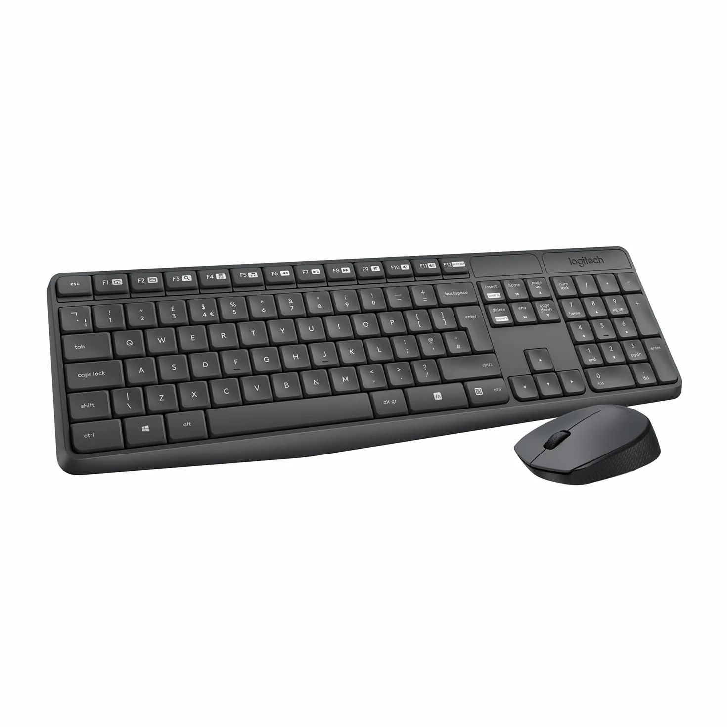 Logitech MK235 Combo Clavier Souris sans Fil 2,4 GHz Récepteur USB Unifying Gris foncé