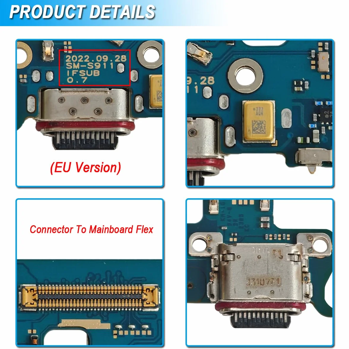 Galaxy S23 5G Port de Charge USB Type C Remplacement Connecteur Station d'accueil SM-S911B