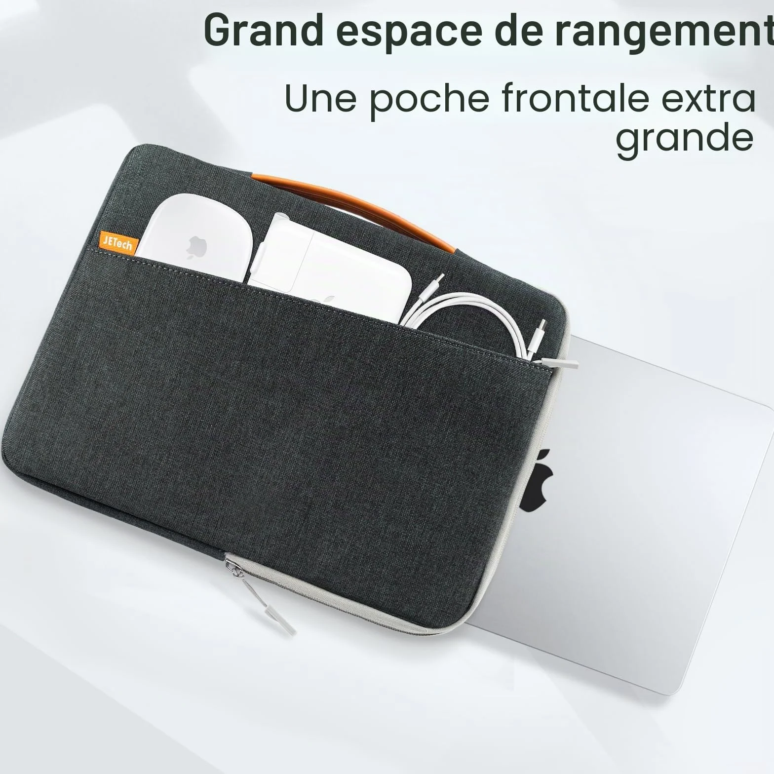 JETech Housse Ordinateur Portable MacBook Neo A18 Pro 13-14 Pouces MacBook Air Pro M1-M5 2020-2026 Étanche Pochette Sacoche Poignée Gris foncé