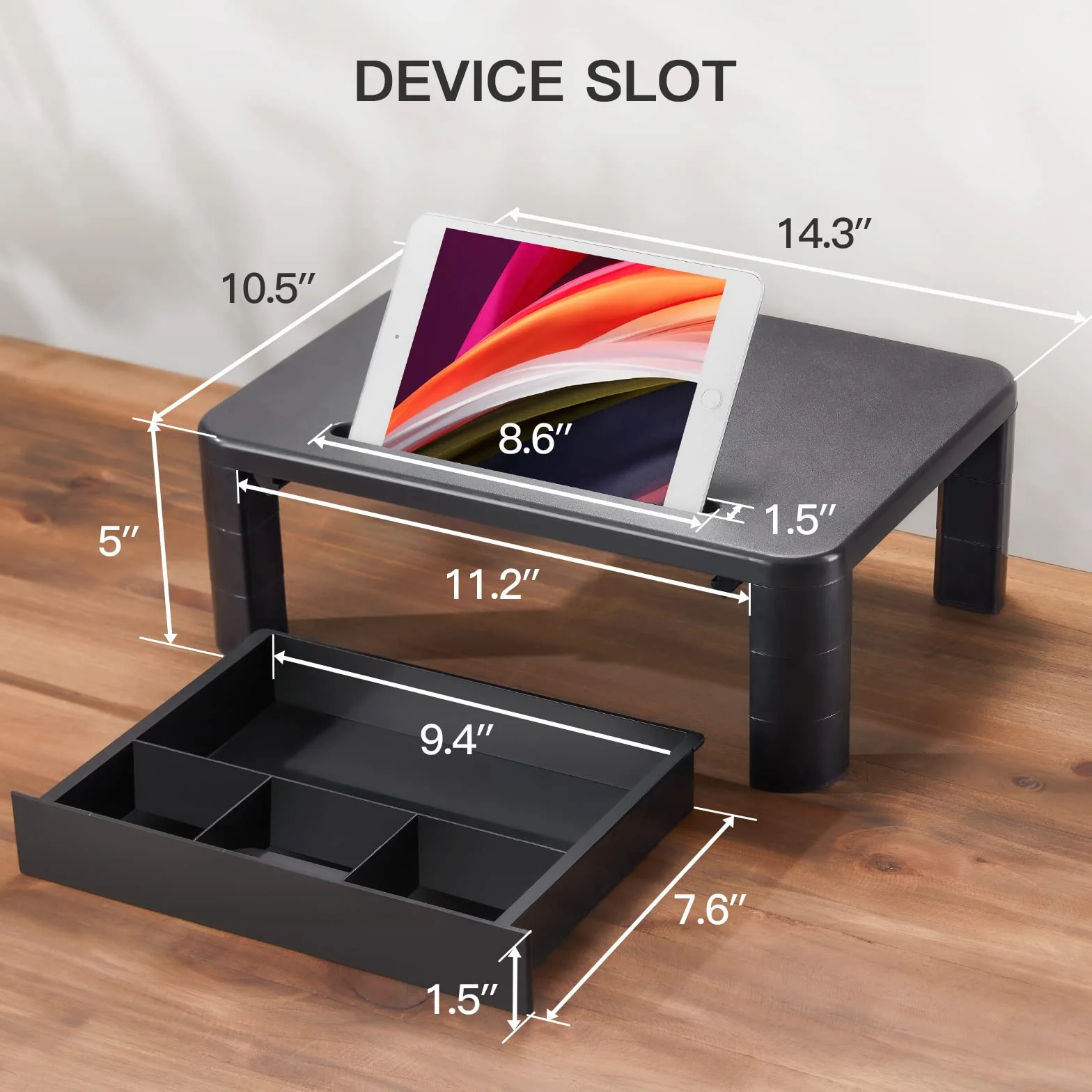 LORYERGO Support de Moniteur 3 Hauteurs Réglables Rehausseur Ecran 20KG Plastique