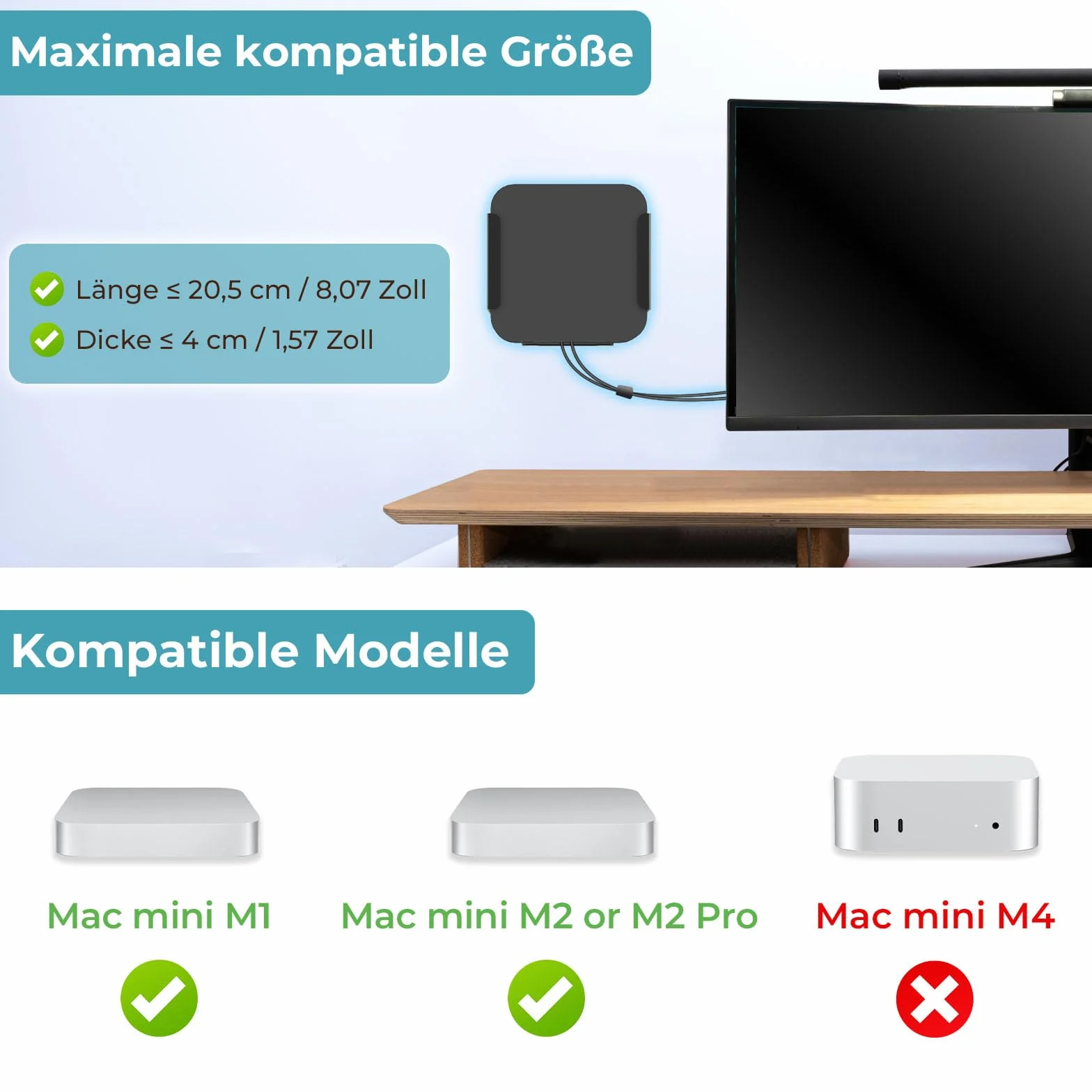 Support en métal compatible Mac Mini M1 M2 M2 Pro VESA mur sous table Dock résistant aux rayures