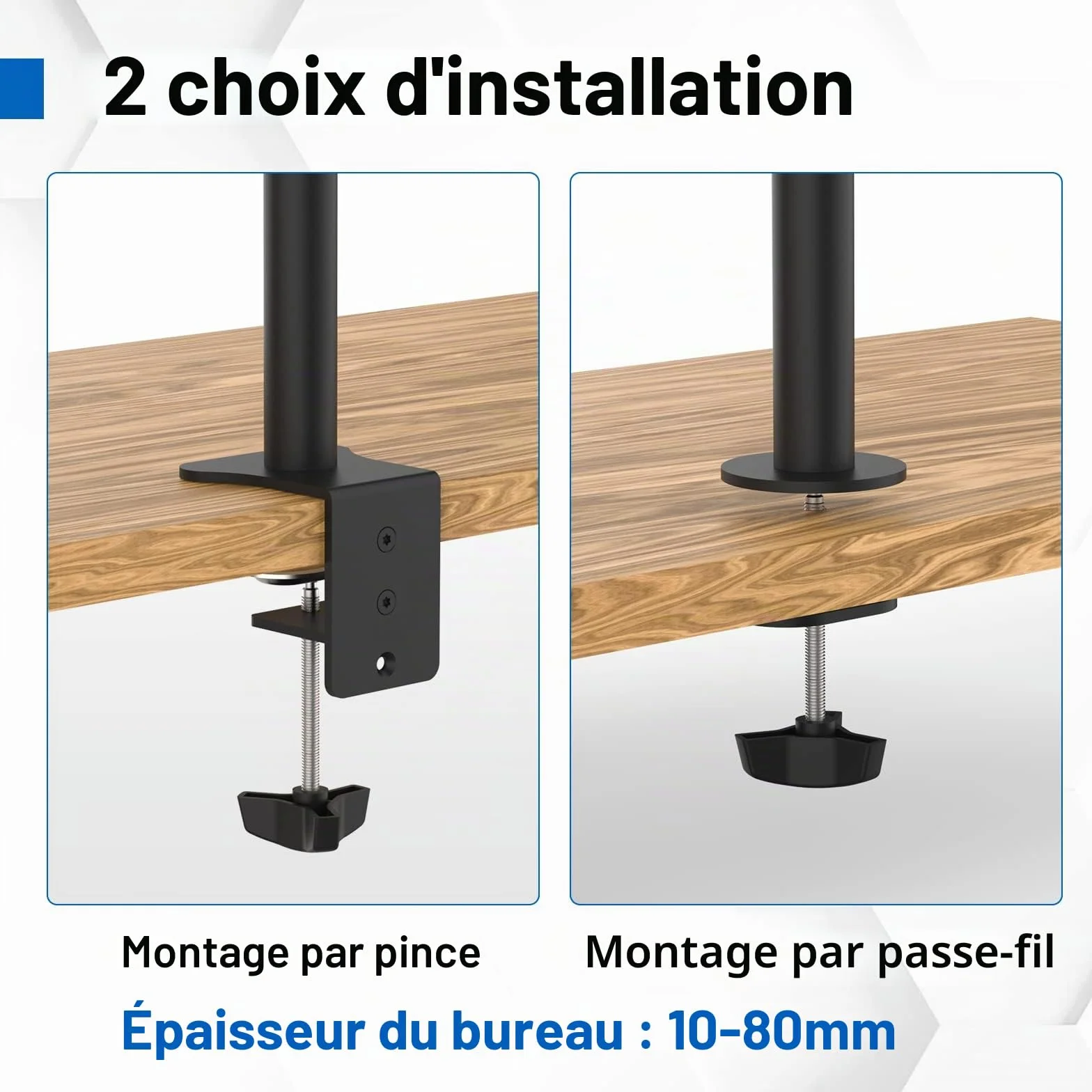 Bras Ecran PC VESA 75x75-100x100 mm GRIFEMA GB2001-1 Rotation 360° Inclinaison ±90° Réglable Hauteur 10 kg Noir