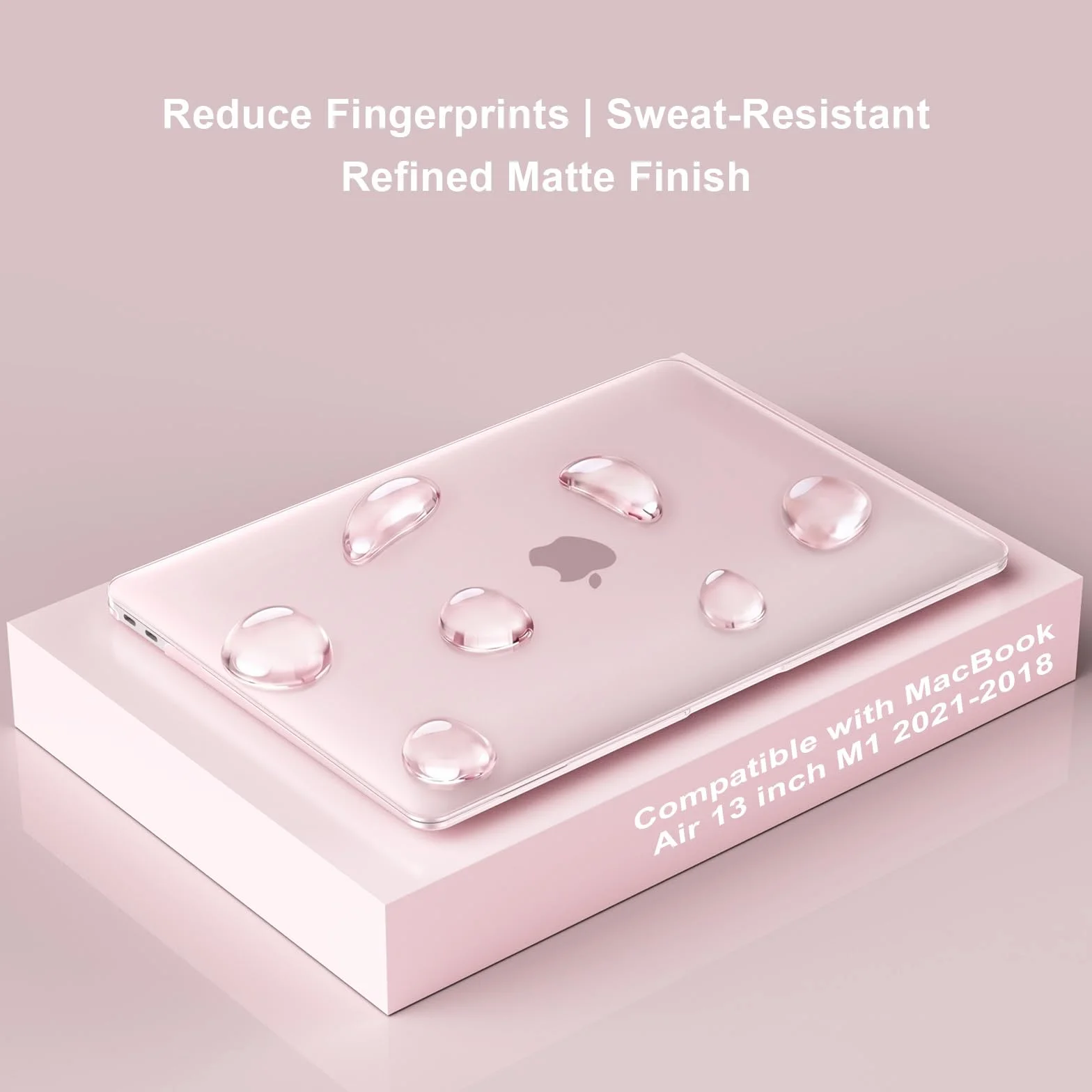 MOSISO Coque MacBook Air 13 Pouces M1 A2337 A2179 A1932 Rigide Housse Clavier Film Écran Sac Rangement Quartz Rose