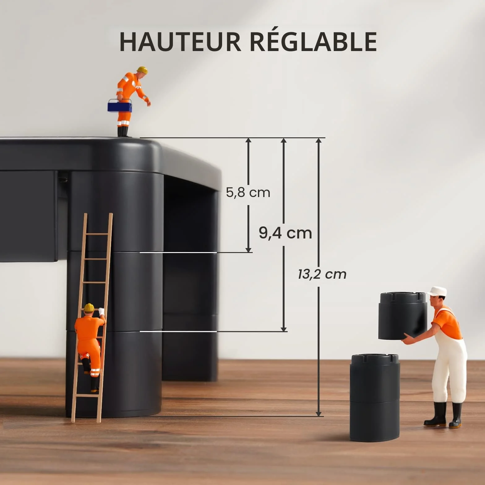 LORYERGO Support de Moniteur 3 Hauteurs Réglables Rehausseur Ecran 20KG Plastique