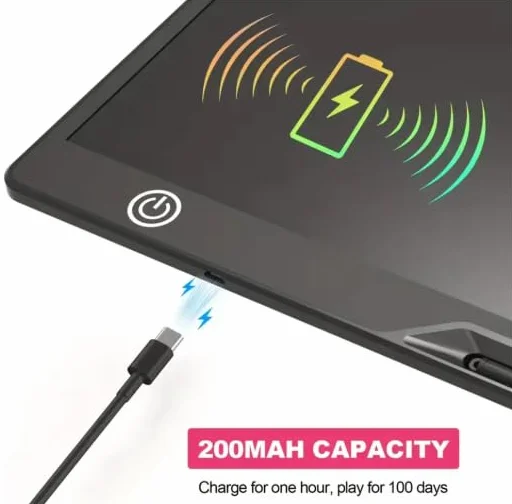 Tablette d'écriture LCD 16" avec batterie rechargeable USB 200 mAh, verrouillage écran, écran couleur unique, bloc dessin numérique 41 cm