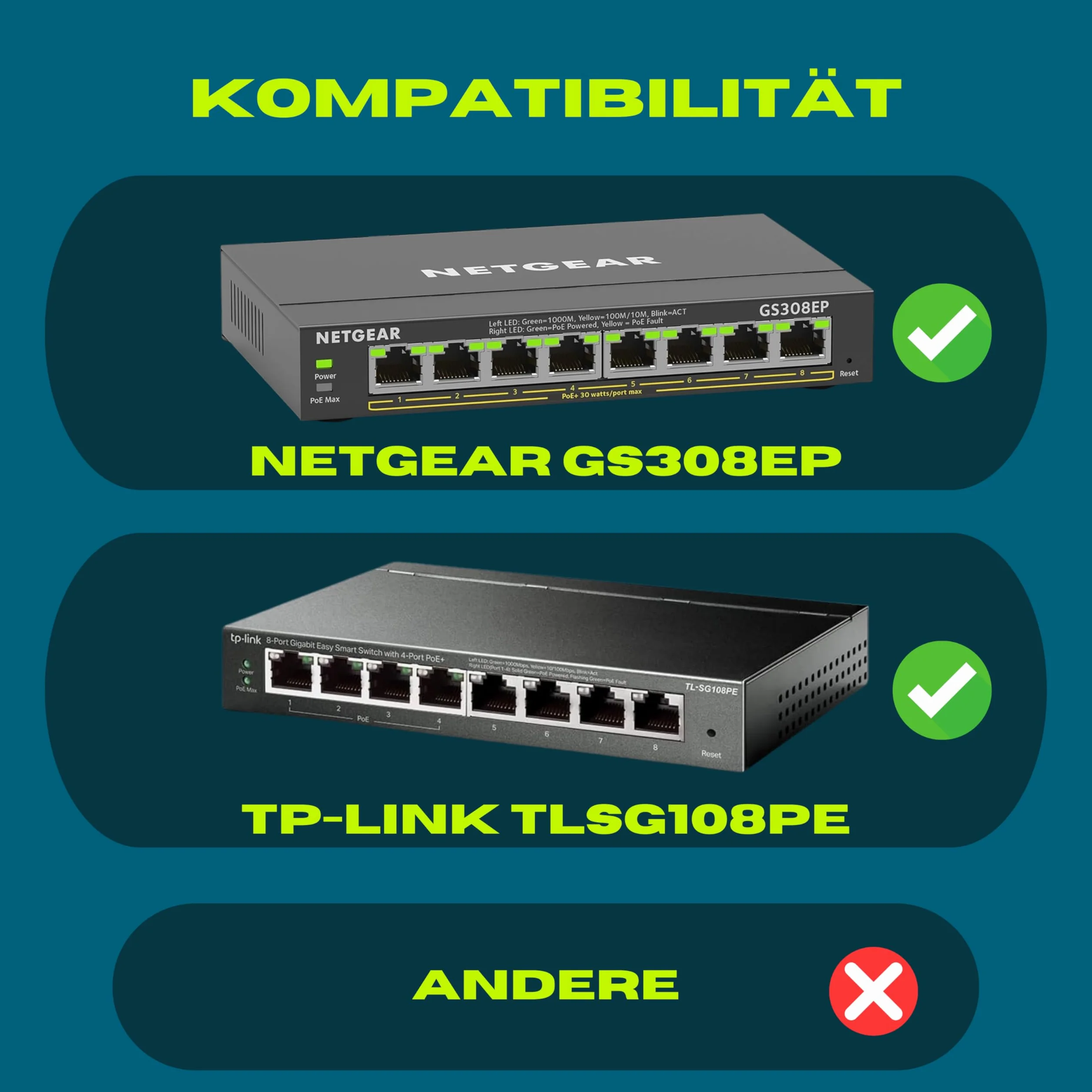 Cadre de montage en rack 10" pour Netgear GS308EP & TP-Link TL-SG108PE, support commutateur PoE 8 ports