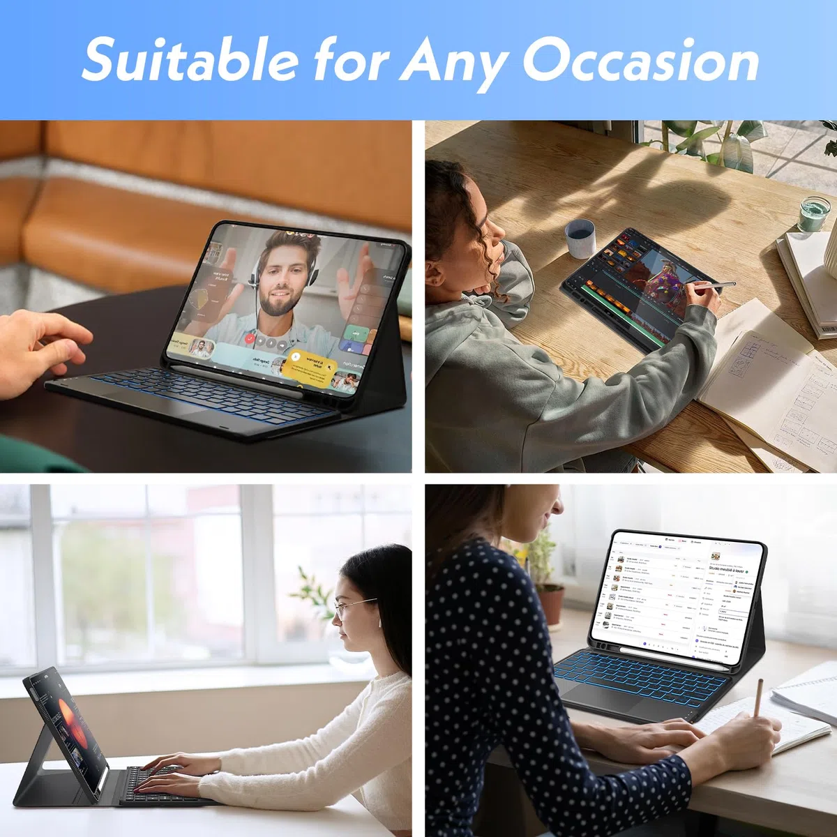 Étui Clavier Touchpad pour iPad Mini 6e génération 2021, AZERTY Français Clavier Bluetooth Rétroéclairé Détachable avec Étui Touchpad pour iPad Mini 6