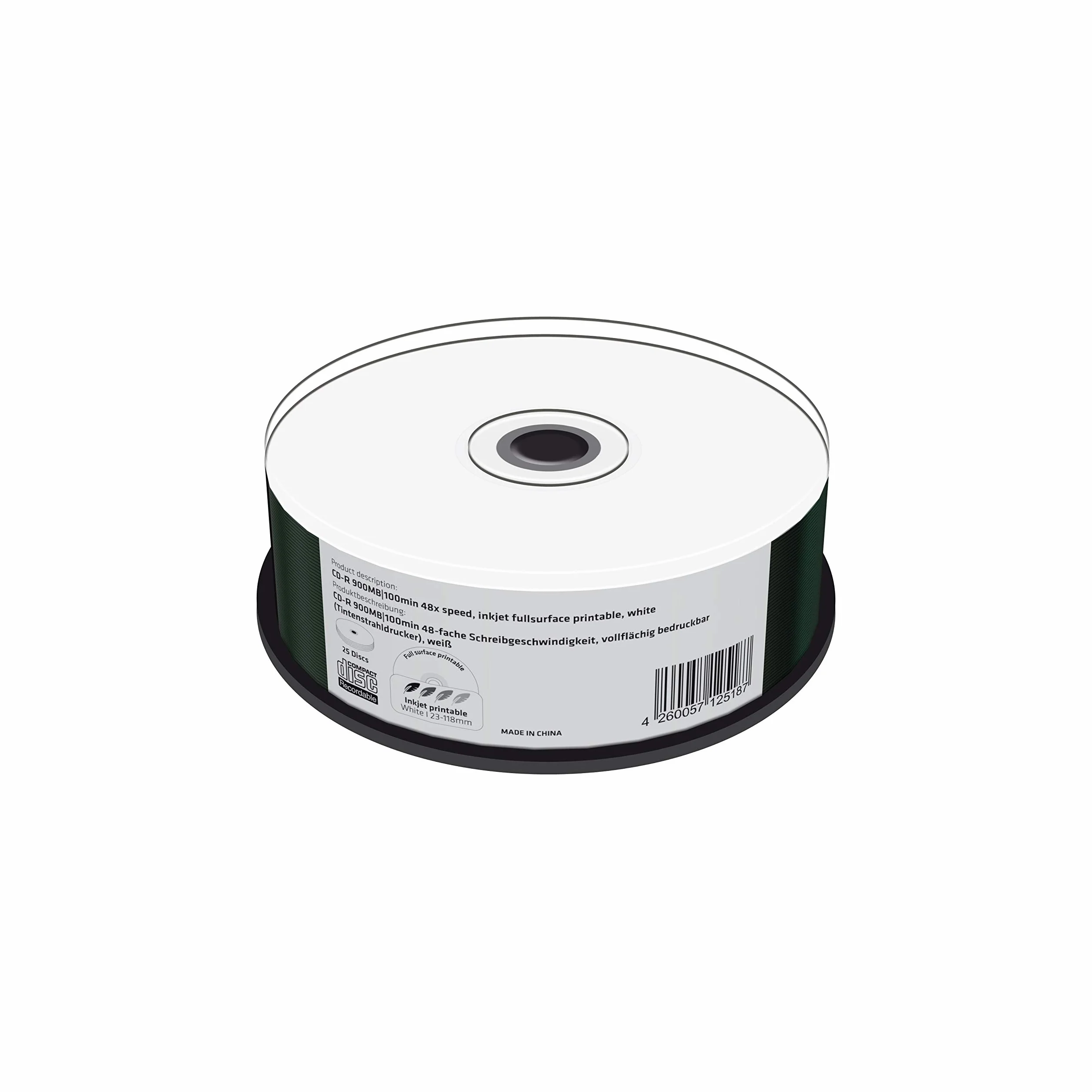 CD-R 900 Mo 100 Min 48x Imprimable Surface 25 Cake Box