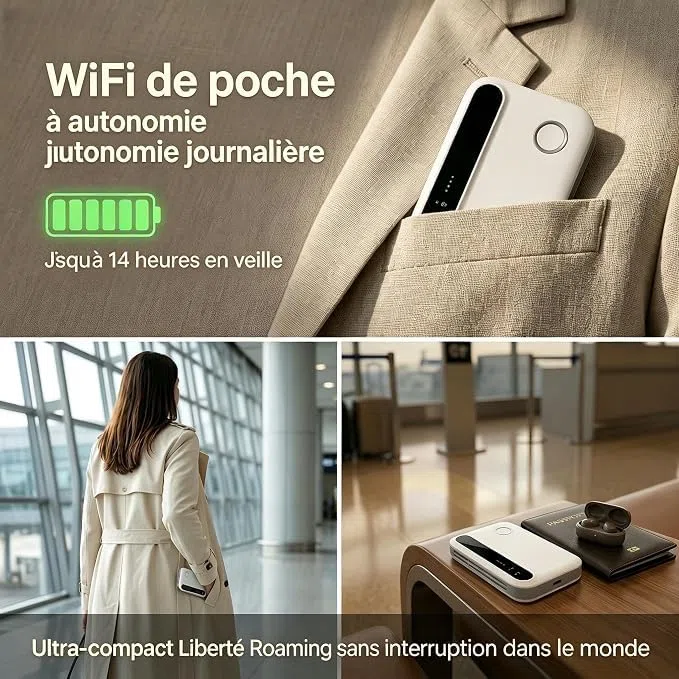 Routeur WiFi Portable 5G WiFi 6, Modem Hotspot Mobile