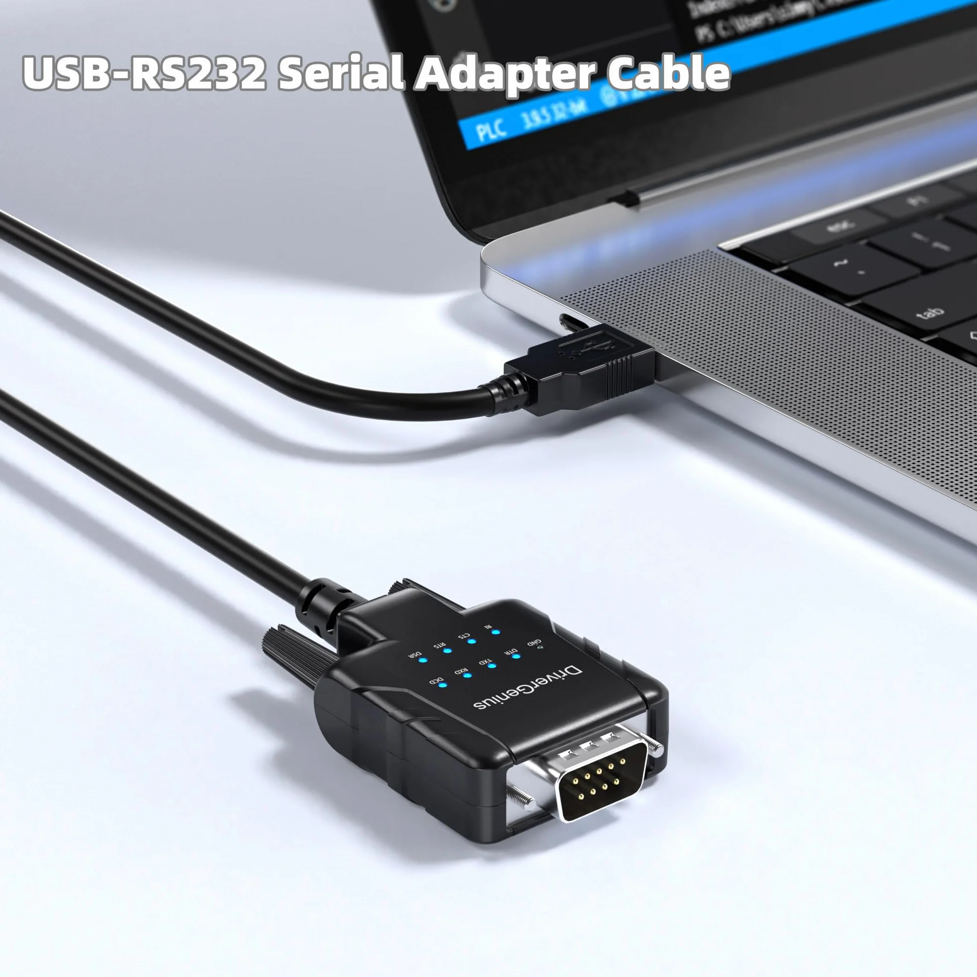 DriverGenius SerialPulseX Adaptateur USB vers RS232 Série 9 LEDs Surveillance pour Programmation PLC Compatible Windows 11 macOS Linux