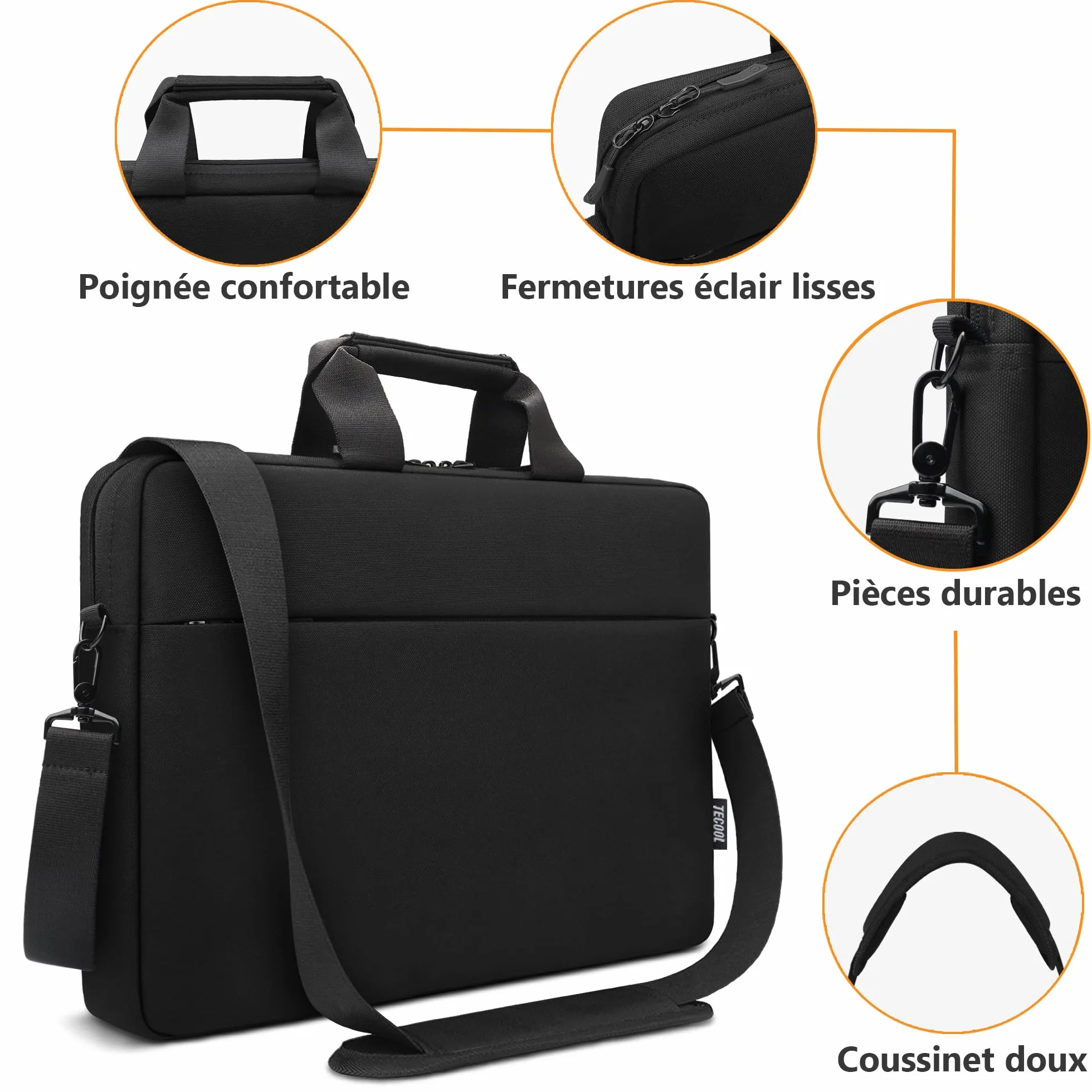 TECOOL Sacoche Ordinateur Portable 17,3 Pouces Imperméable Housse pour Lenovo Acer ASUS Dell HP Samsung Laptop Noir