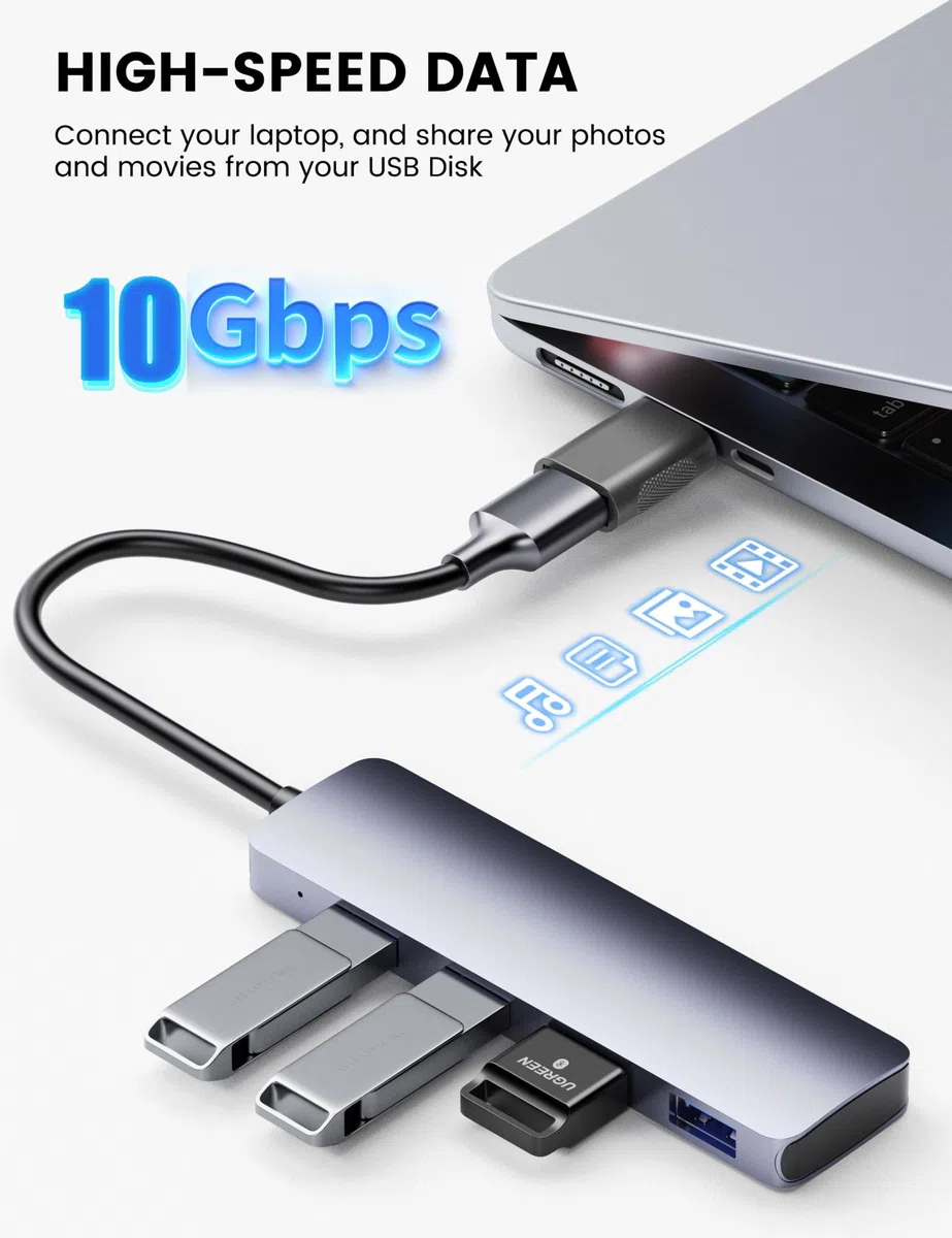 Lot de 4 adaptateurs USB C mâle vers USB femelle, adaptateur USB 3.0 femelle vers Thunderbolt 4/3 compatible avec MacBook Pro, Chromebook, Surface Book, Cellphon et autres appareils de type C