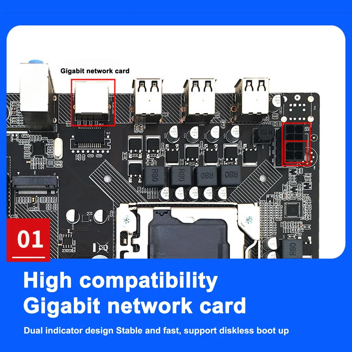 Ensemble de Cartes Mères, Carte Mère PC de Jeu CPU 8G DDR3 6 Cœurs Carte Mère PC de Jeu avec Ventilateur, Compatible avec Ordinateur de Bureau