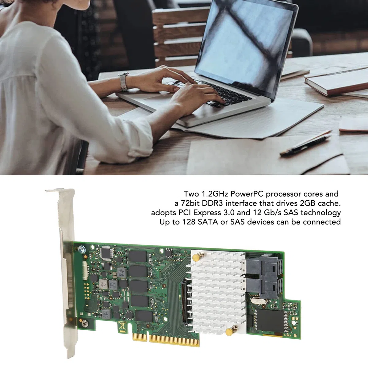 Zunate Carte Smart Array, Contrôleur Raid de Carte Smart Array à Interface DDR3 72 Bits, Carte Smart Array PCI Express 3.0 X8, Carte Raid D3216-A13 LSI 9361-8I