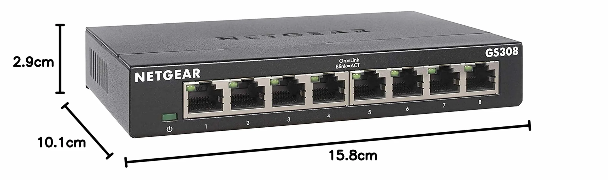 NETGEAR GS308 Switch Ethernet 8 Ports RJ45 Métal Gigabit 10/100/1000 Plug-and-Play Silencieux
