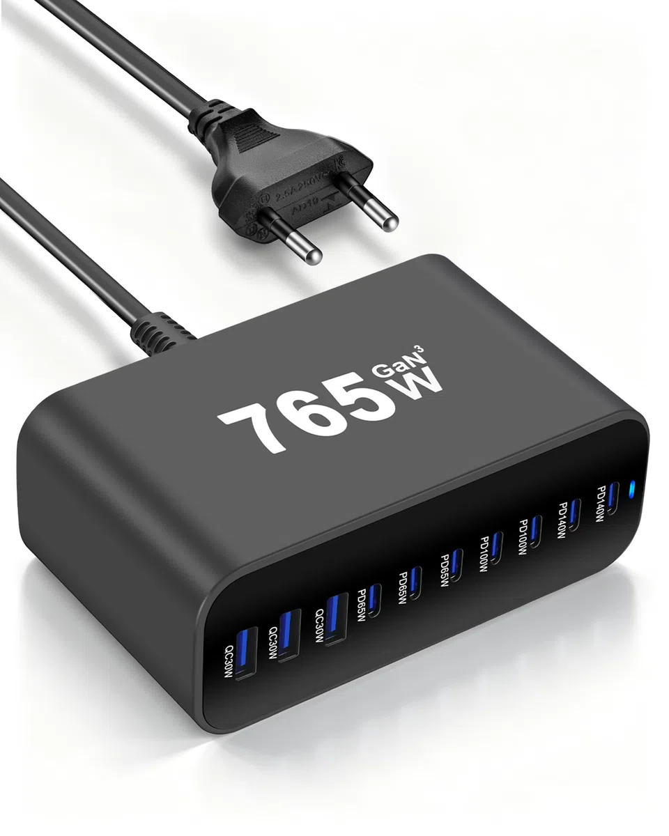 Chargeur USB C GaN 765W 10 Ports PD 3.1 140W pour PC Portable Mobile