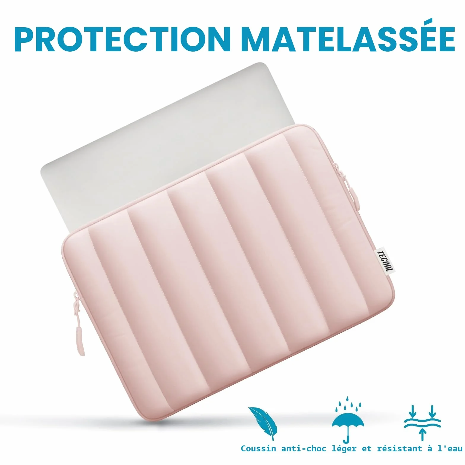 TECOOL Puffy Housse 13-13,3 Pouces pour MacBook Air 13 M5 M4 M3 M2 M1 2026-2018, MacBook Pro 13/14 M4 M3 M2 M1 2025-2016, Pochette Ordinateur PC Portable Rose