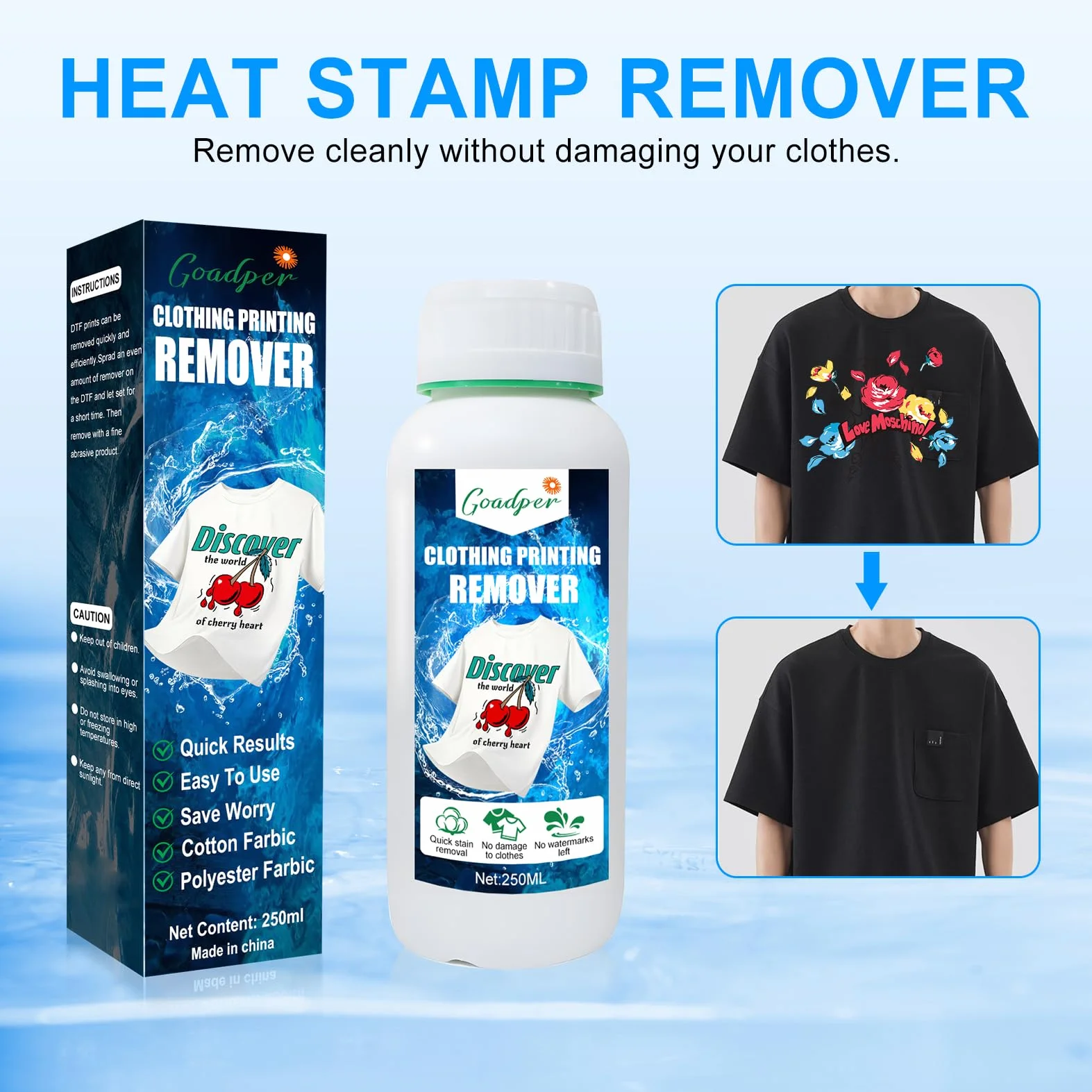 Kit de Nettoyage DTF 250ML avec DTF Remover pour Textil Compatible Film Transfert Encre