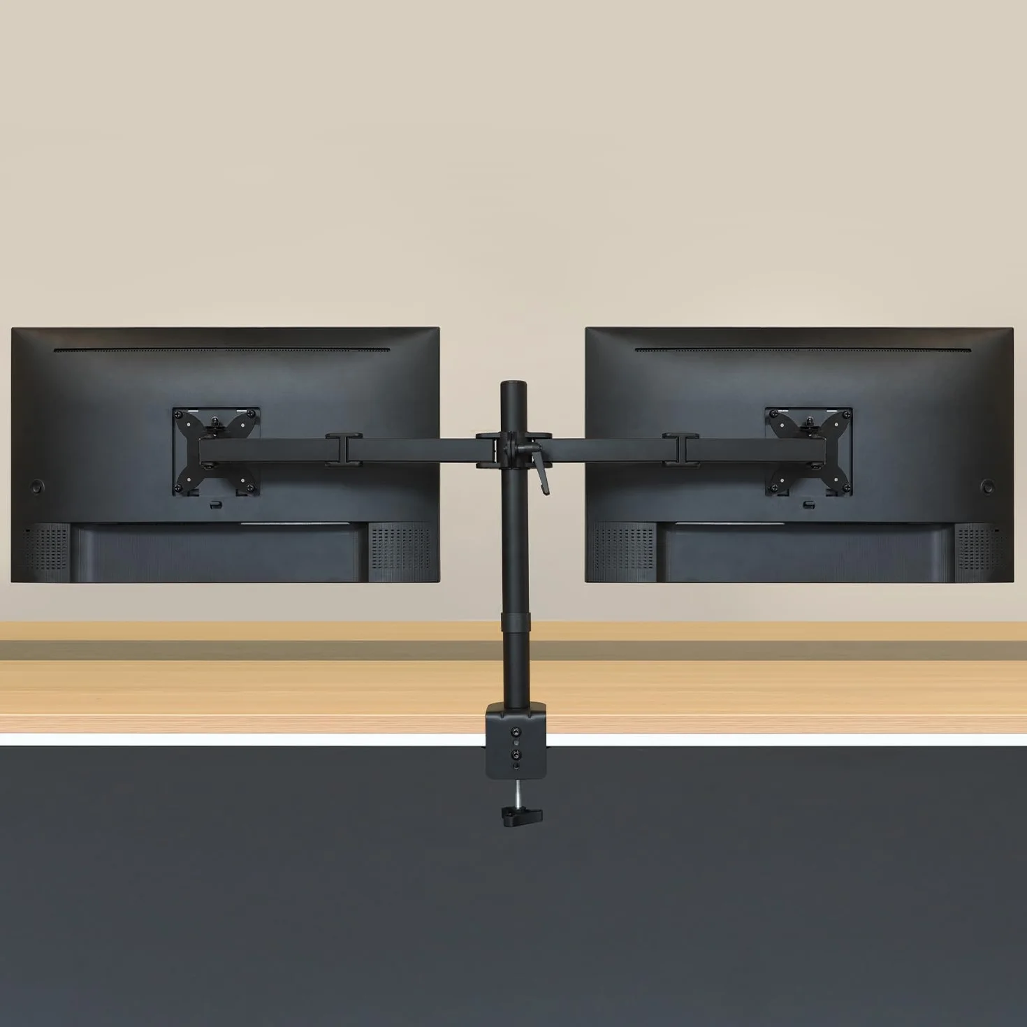 Amazon Basics Support de Bureau Réglable pour Deux Écrans, Compatible VESA 75x75/100x100, Noir