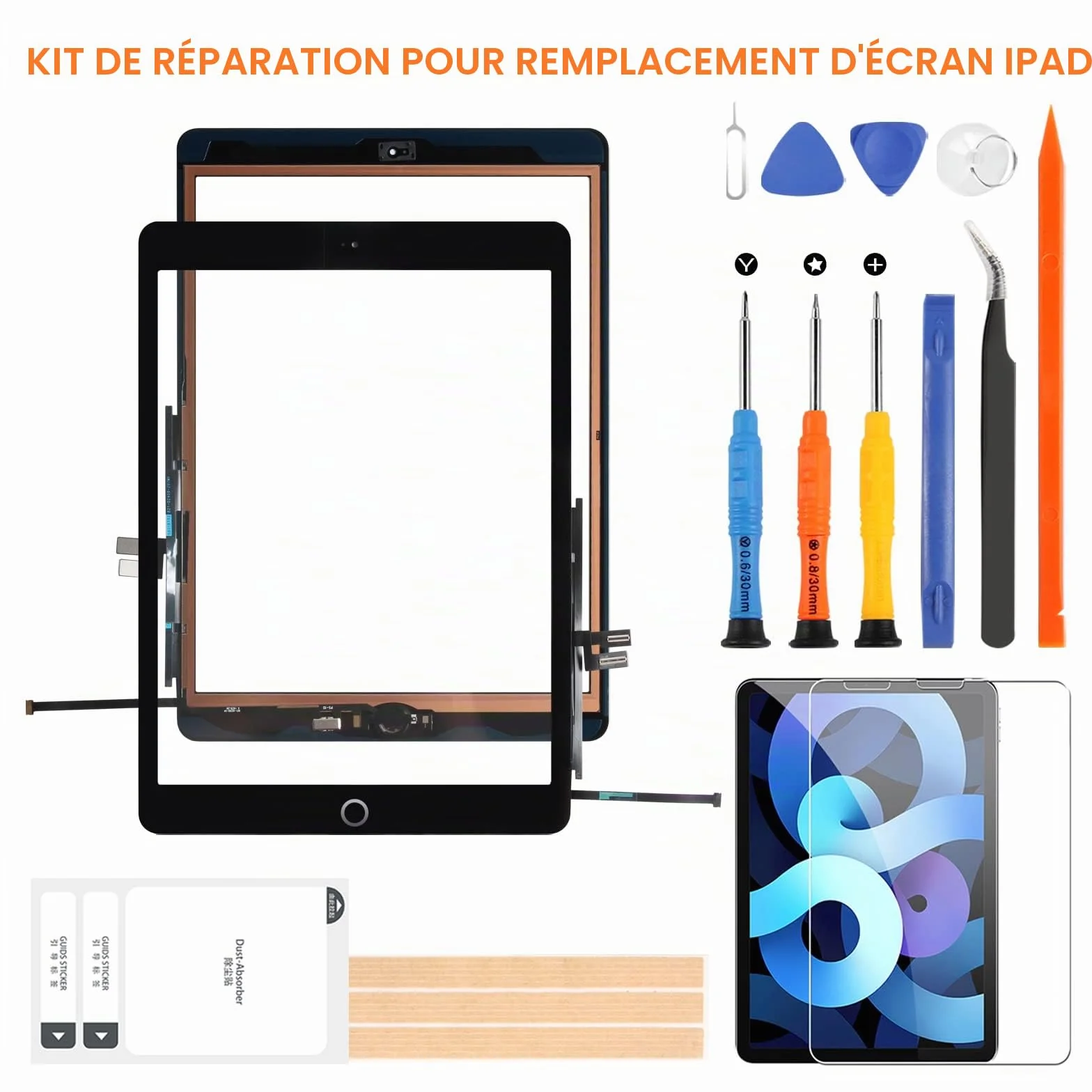 Écran tactile iPad 9 2021 9ème génération 10.2 A2602 A2603 A2604 A2605 noir