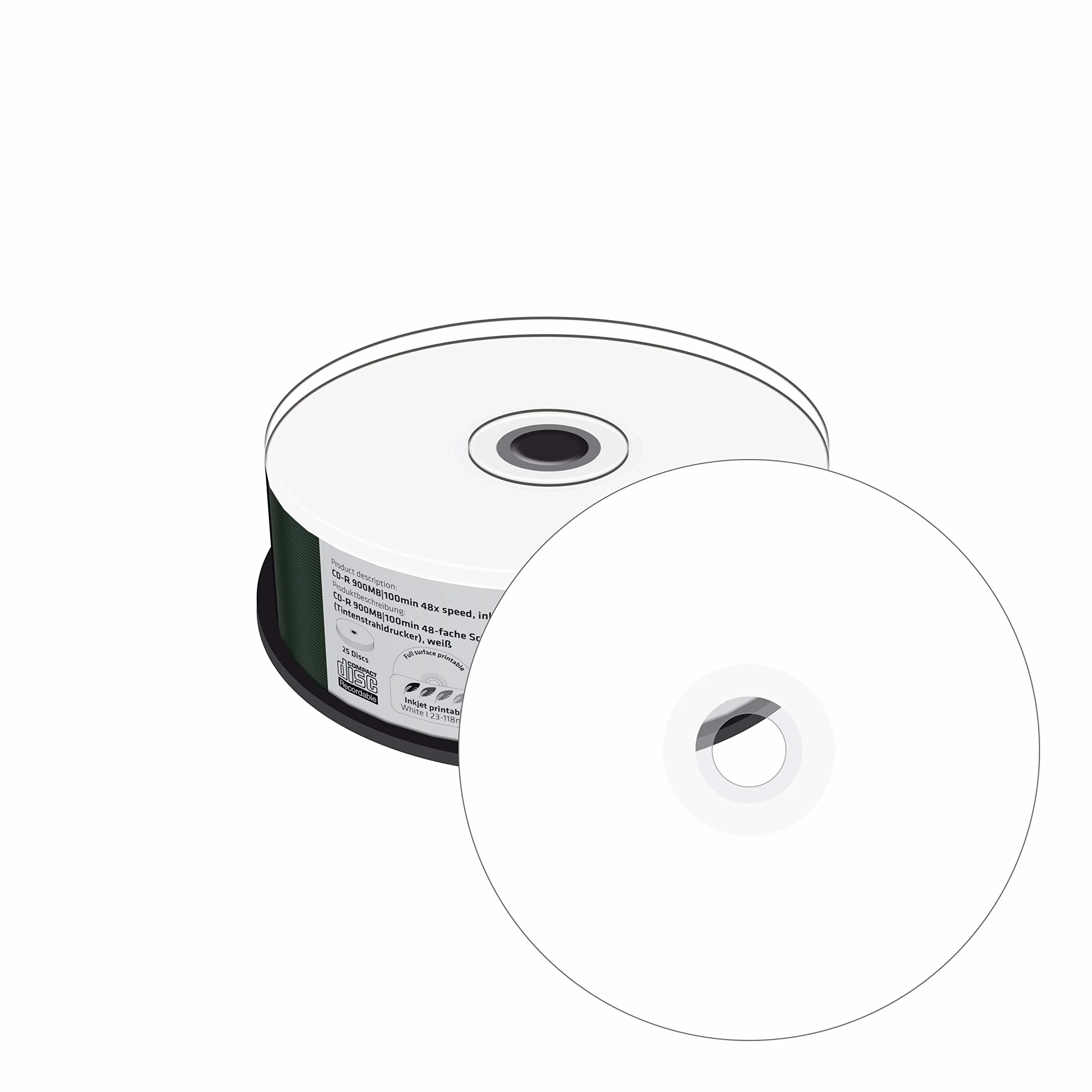 CD-R 900 Mo 100 Min 48x Imprimable Surface 25 Cake Box