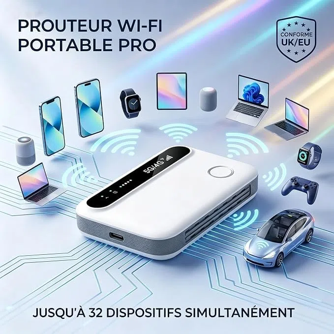 Routeur WiFi Portable 5G WiFi 6, Modem Hotspot Mobile