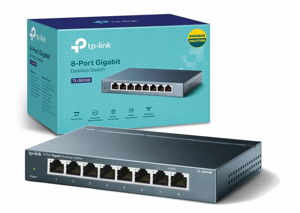 TP-Link SG108 Switch Ethernet Gigabit 8 ports RJ45 10/100/1000 Mbps Métallique