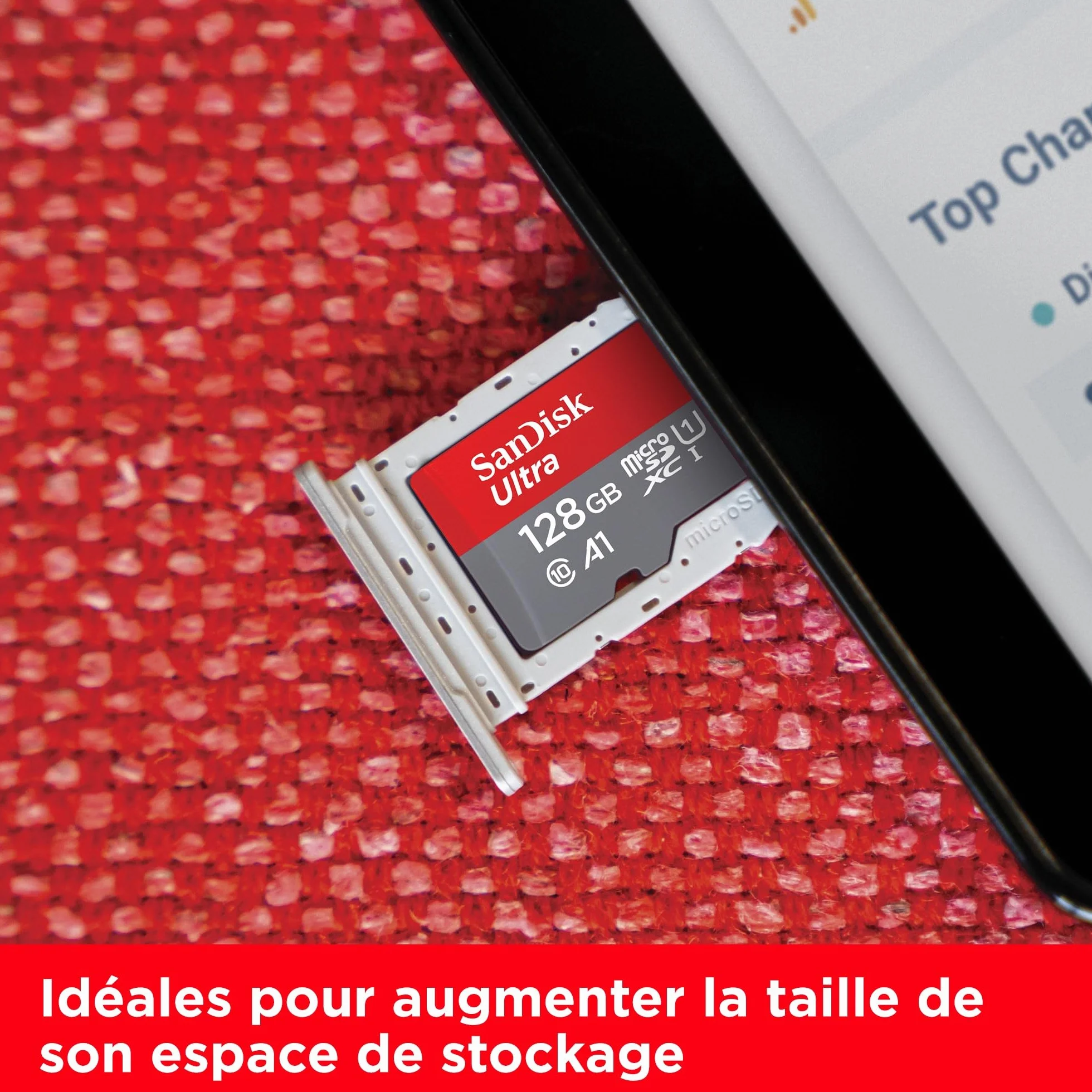 SanDisk 128 Go Ultra microSDXC Carte micro sd + adaptateur SD UHS-I A1 Class 10 U1 jusqu'à 140 Mo/s