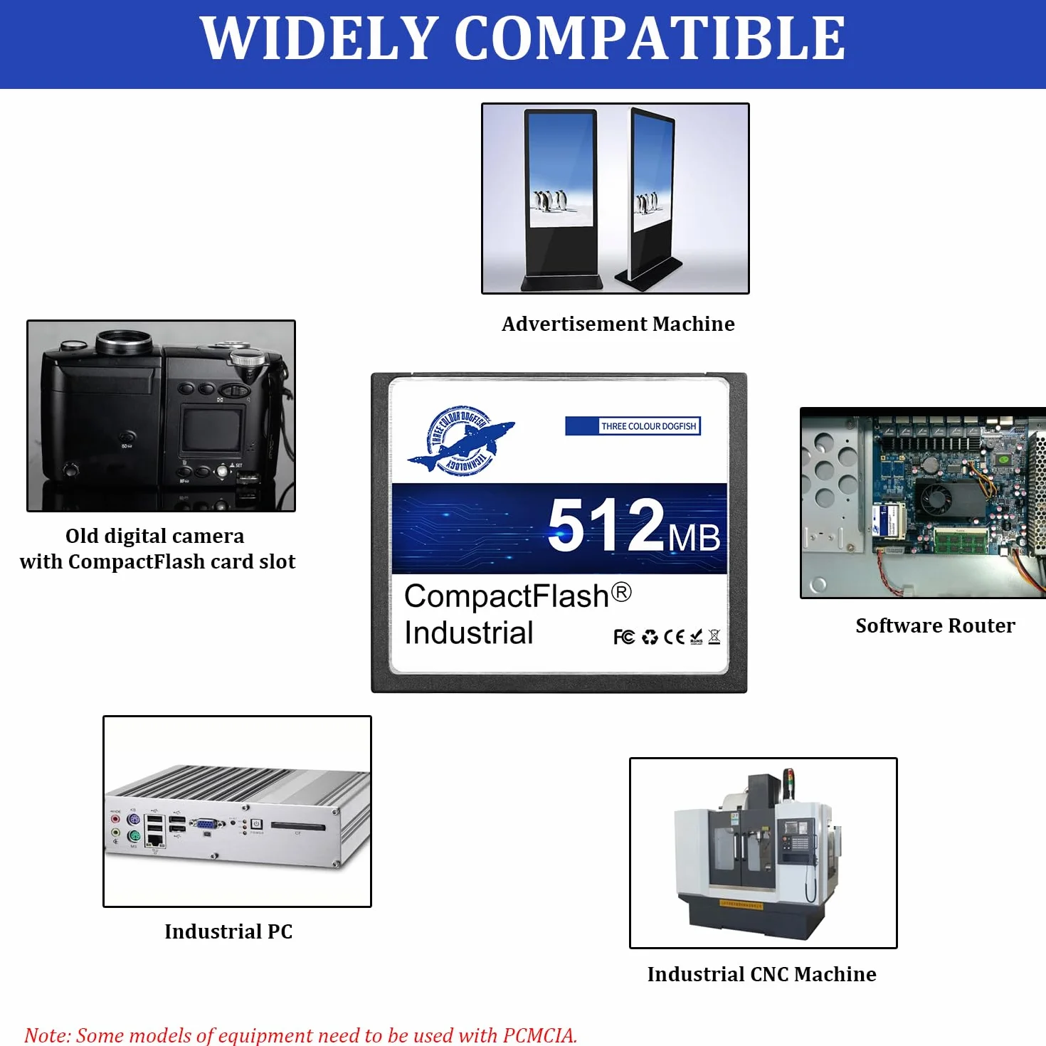 Dogfish Carte Mémoire CF Type I Haute Performance 512 Mo Compact Flash FAT16