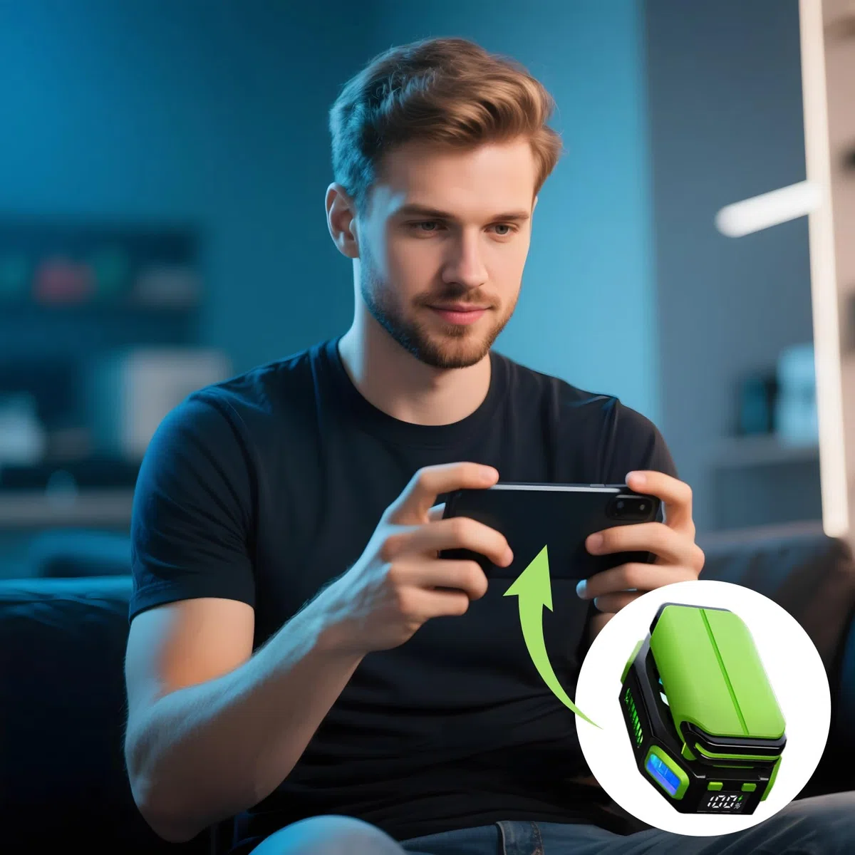 Refroidisseur de téléphone avec technologie de refroidissement semi-conducteur, affichage LED de la température et de la batterie, rechargeable de type C, double utilisation d'énergie, ajustement