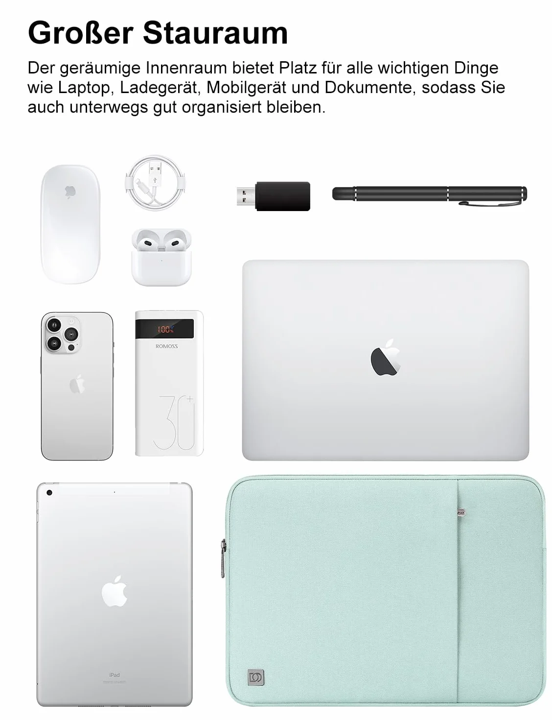 DOMISO Housse Ordinateur 17 Pouces Imperméable Sacoche Protection PC Portable Menthe Verte