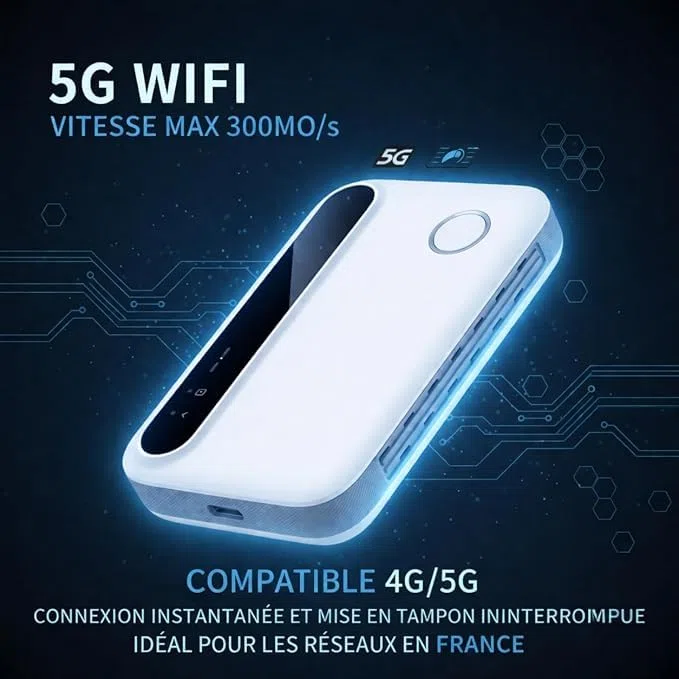 Routeur WiFi Portable 5G WiFi 6, Modem Hotspot Mobile