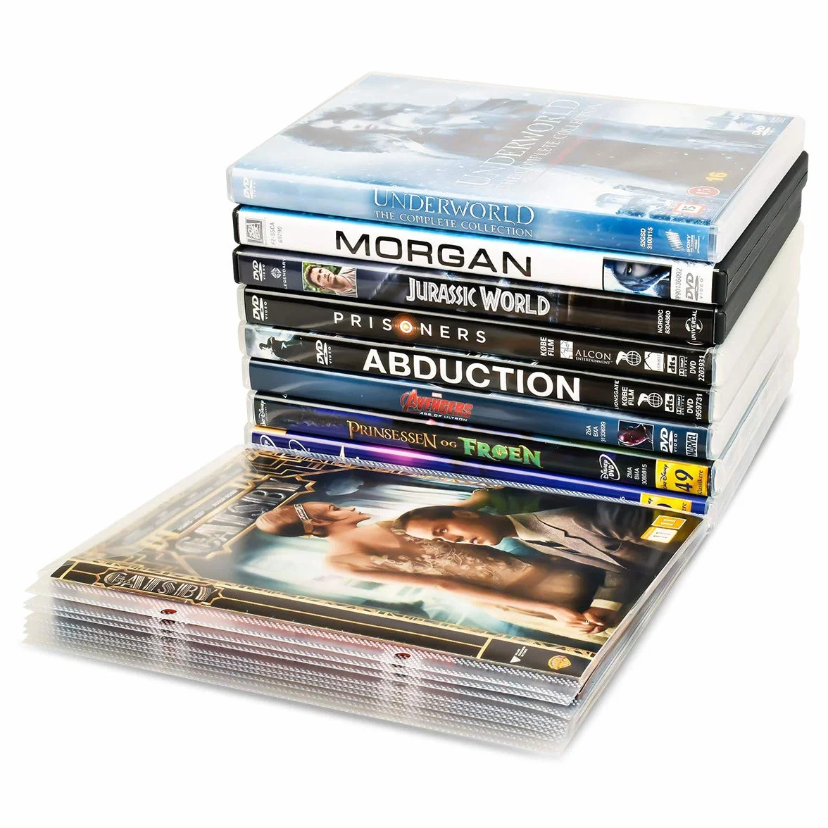 Pochette DVD Perforée Transparente à Rabat 3L 100 pcs