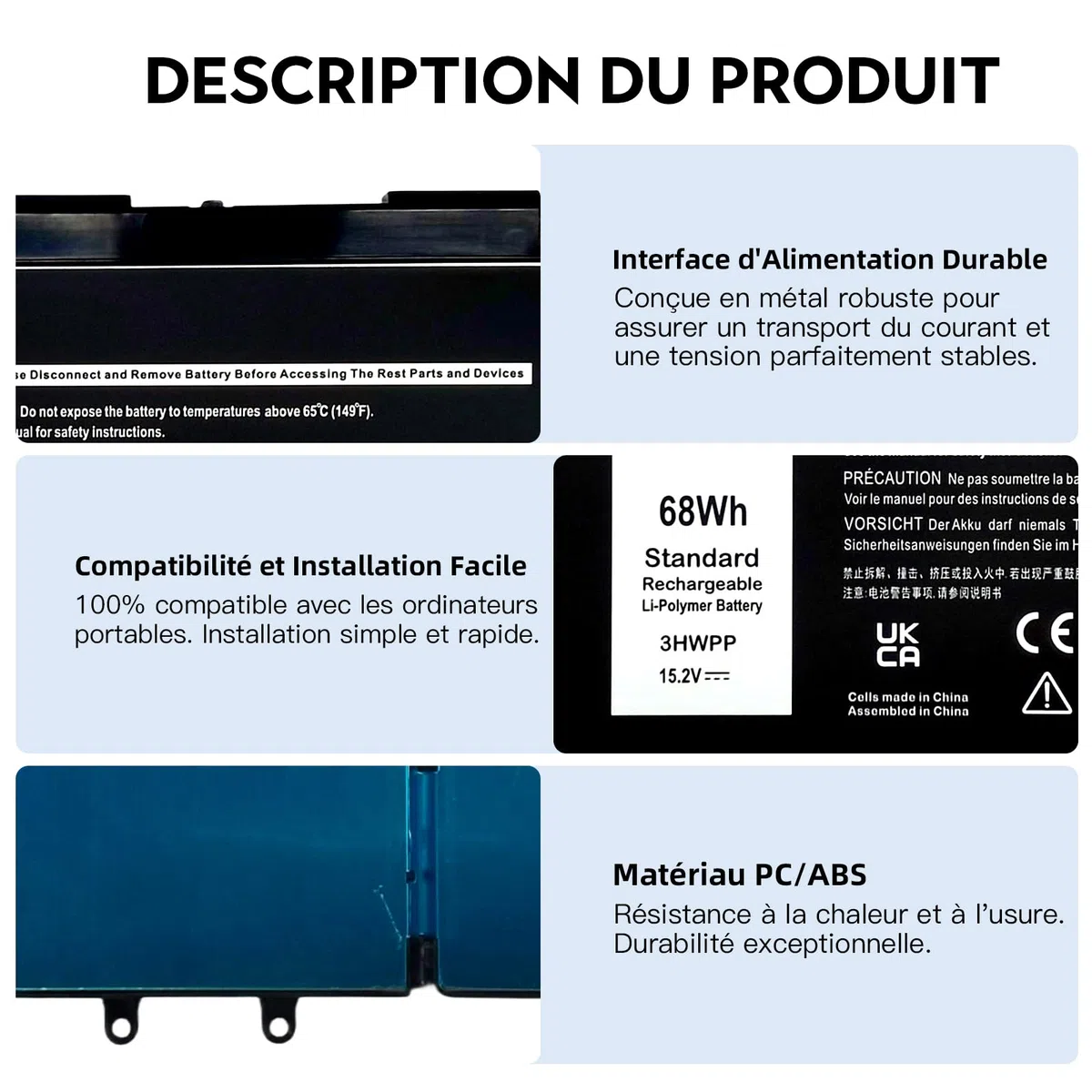 3HWPP Batterie pour Dell Latitude 5401 5410 5411 5501 5510 5511