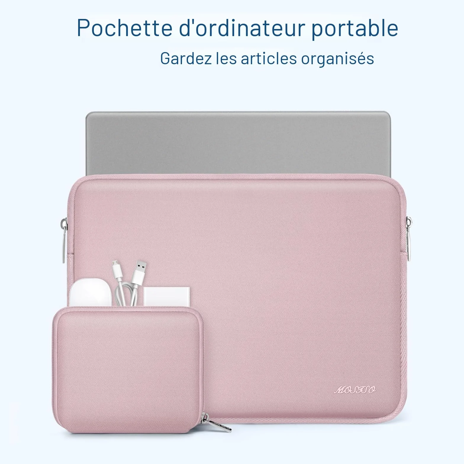 MOSISO Housse Ordinateur Portable 13 Pouces Compatible MacBook Air M5 M4 M3 M2 M1 2026-2018 Pro M2 M1 2026-2016 Néoprène Rose