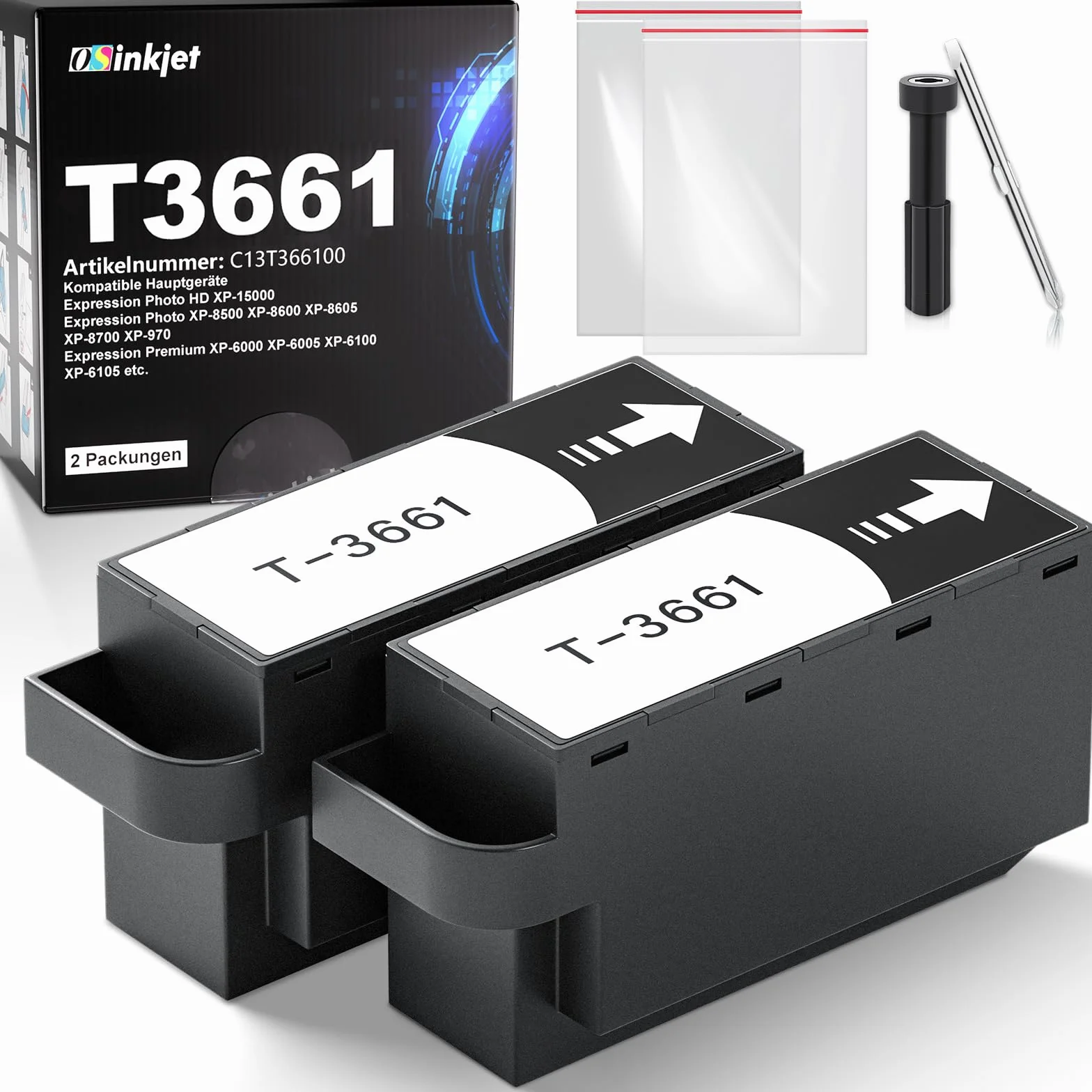 Boîte de maintenance compatible Epson XP-6000 XP-6100 XP-8600 XP-8605 XP-6005 XP-15000 XP-8500 XP-8700 XP-970 XP-6105