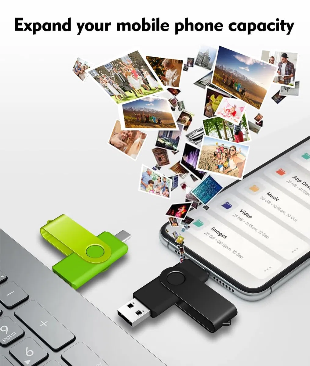 Lot de 5 clés USB C double USB 3.0 64 Go Design pivotant 2 en 1 pour smartphone Android, ordinateurs, MacBook, tablettes, PC