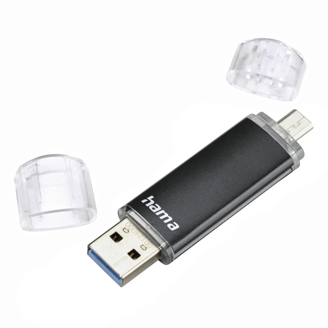 Hama Laeta Twin Clé USB 3.0 - Flash Drive 256 Go, Vitesse jusqu'à 40 Mo/s, Clef avec connecteurs USB A & Micro USB, pour PC/Mac/Tablette et Smartphone - Grise