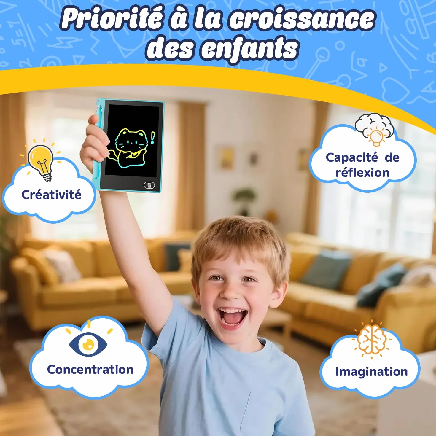 Lot de 12 Tablettes d'écriture LCD 4,5 Pouces Ardoises Magiques Réutilisables 4 Couleurs Vives avec Crochet