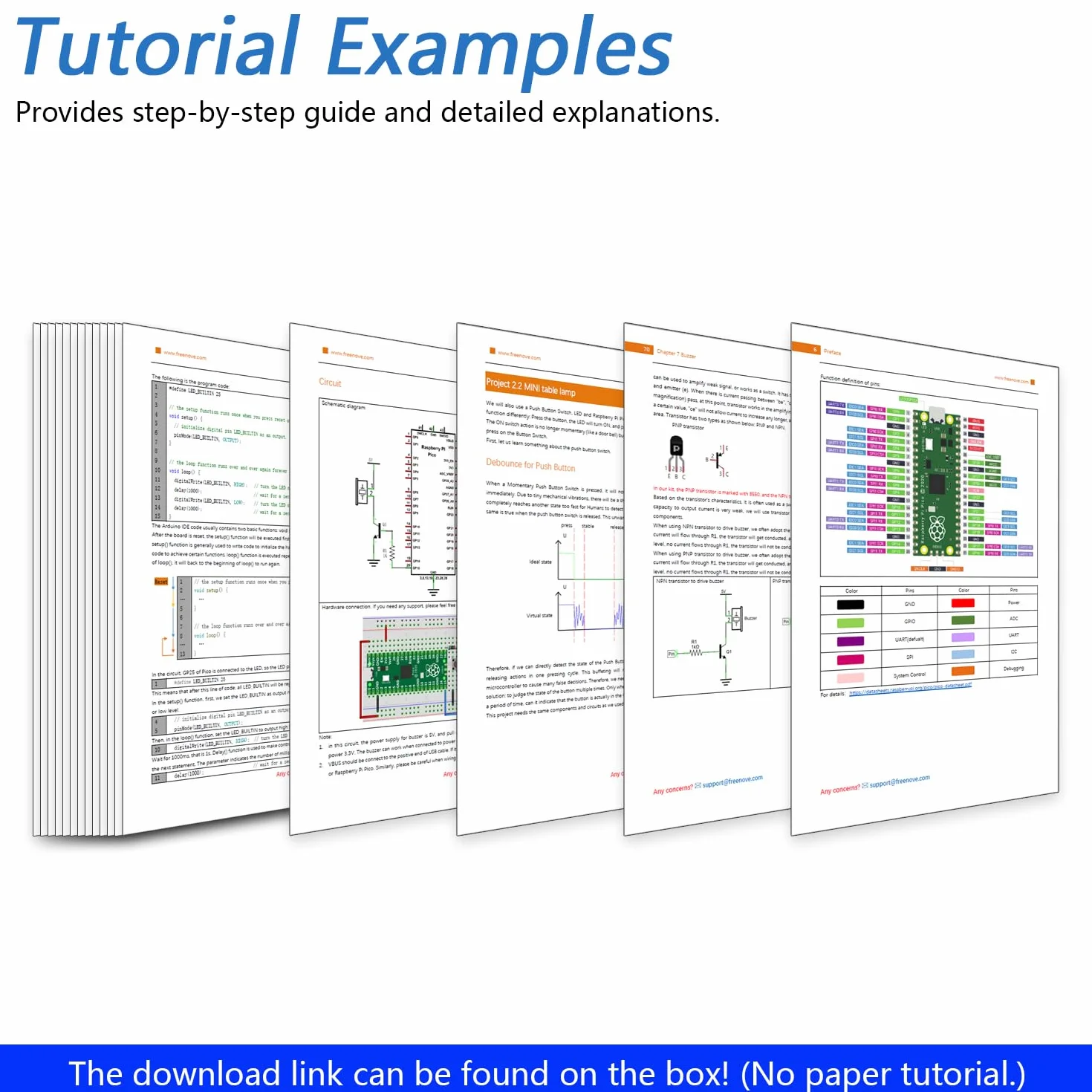 Freenove Basic Starter Kit for Raspberry Pi Pico, Dual-Core Arm Cortex-M0+, 386-Page Tutorial, 142 Items, 55 Projects