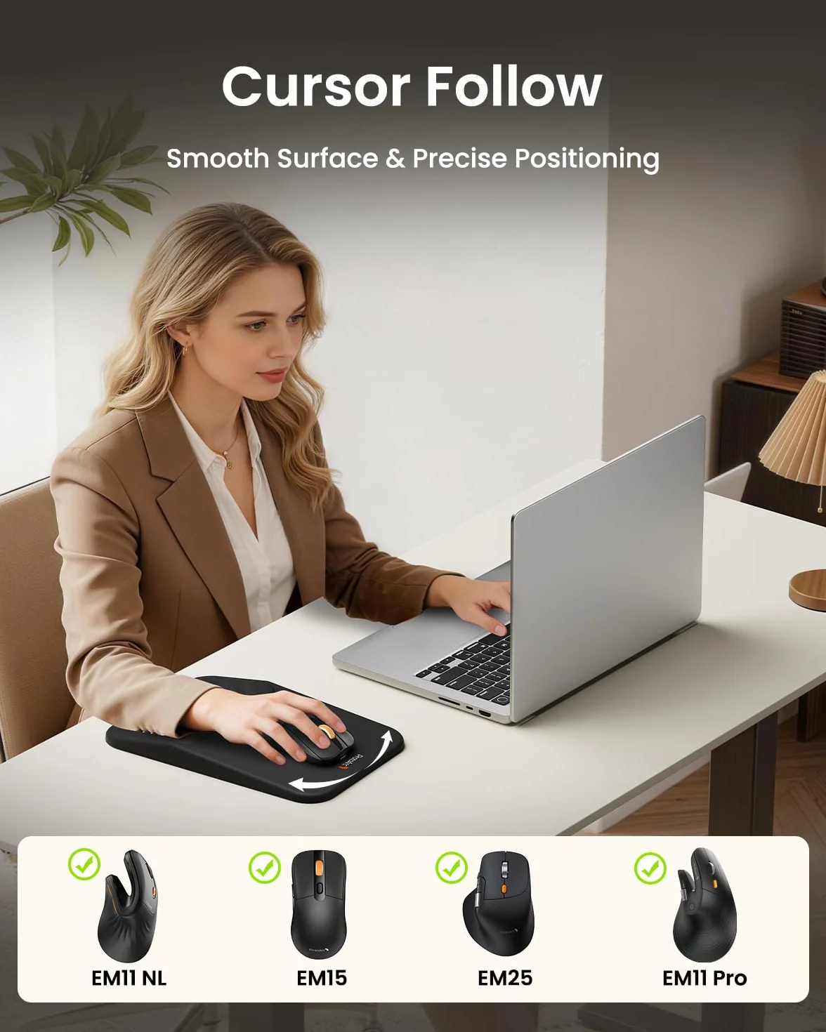 ProtoArc Tapis de Souris Repose-Poignet Cuir PU MP50 Noir, Base Antidérapante Imperméable