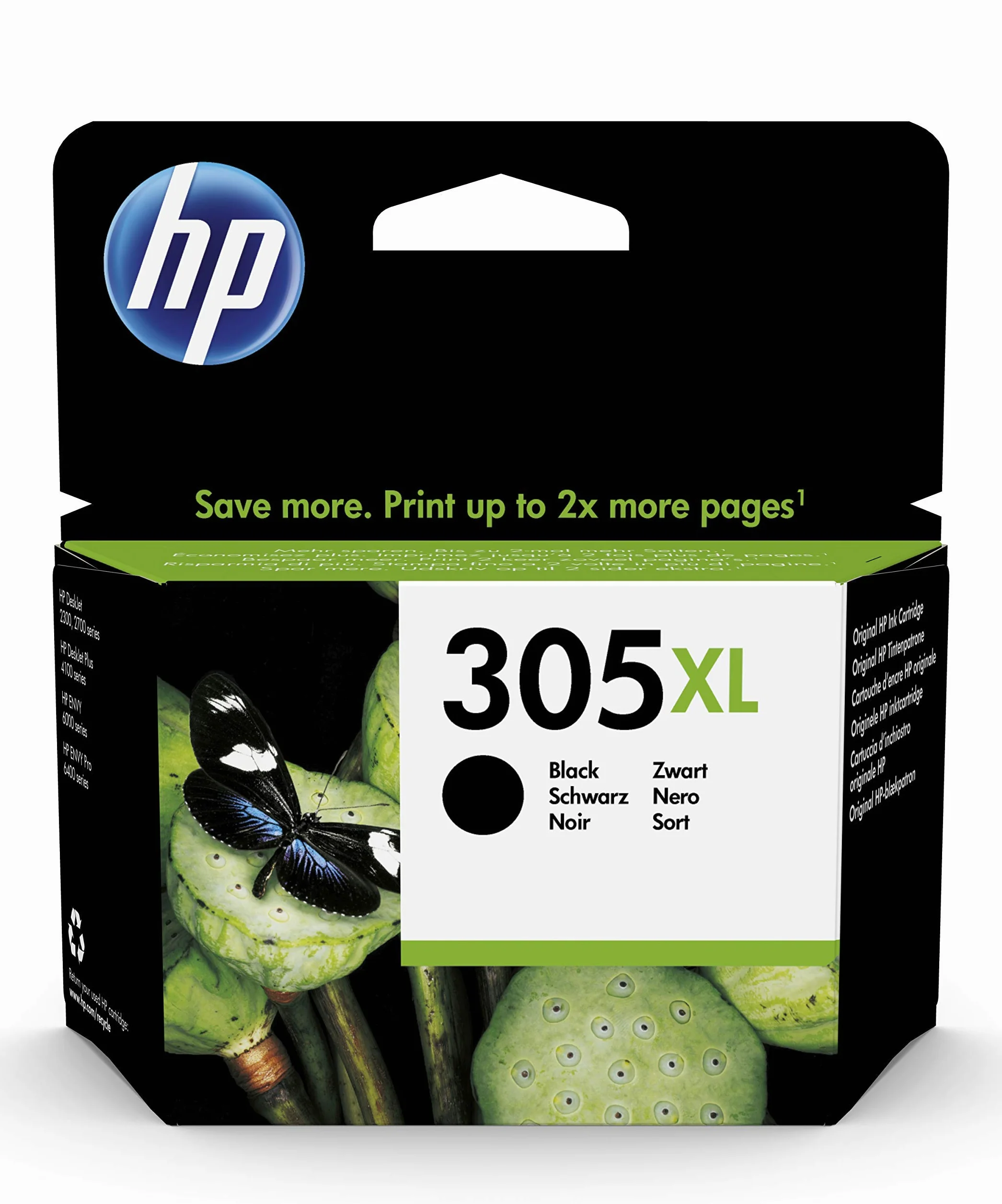 HP 305XL cartouche d'encre noire haute capacité originale pour Deskjet 2720, Envy 6020