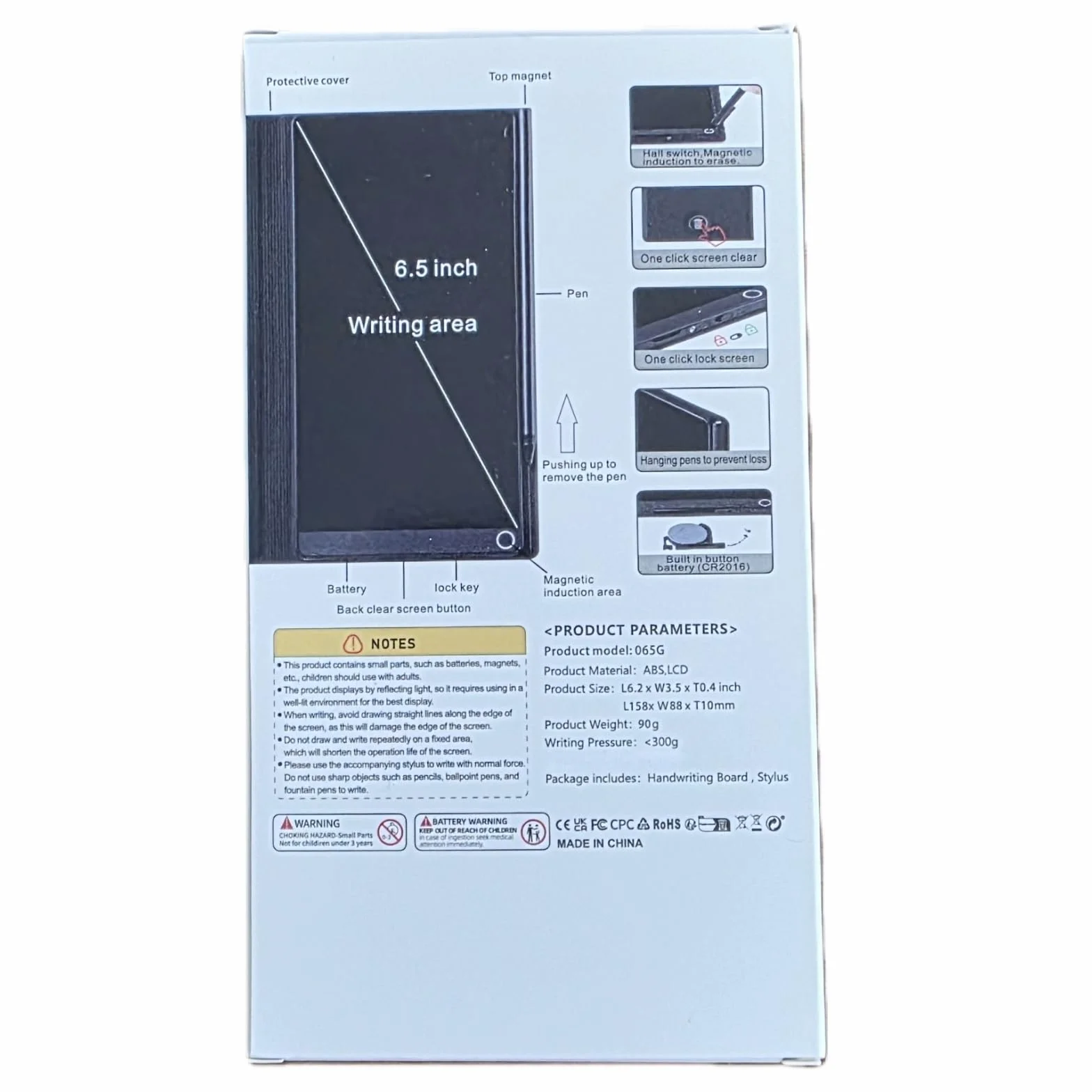 EMEBAY Tablette d'écriture LCD 6.5" Poche Bloc-Notes numérique effaçable avec étui Enfants Adultes