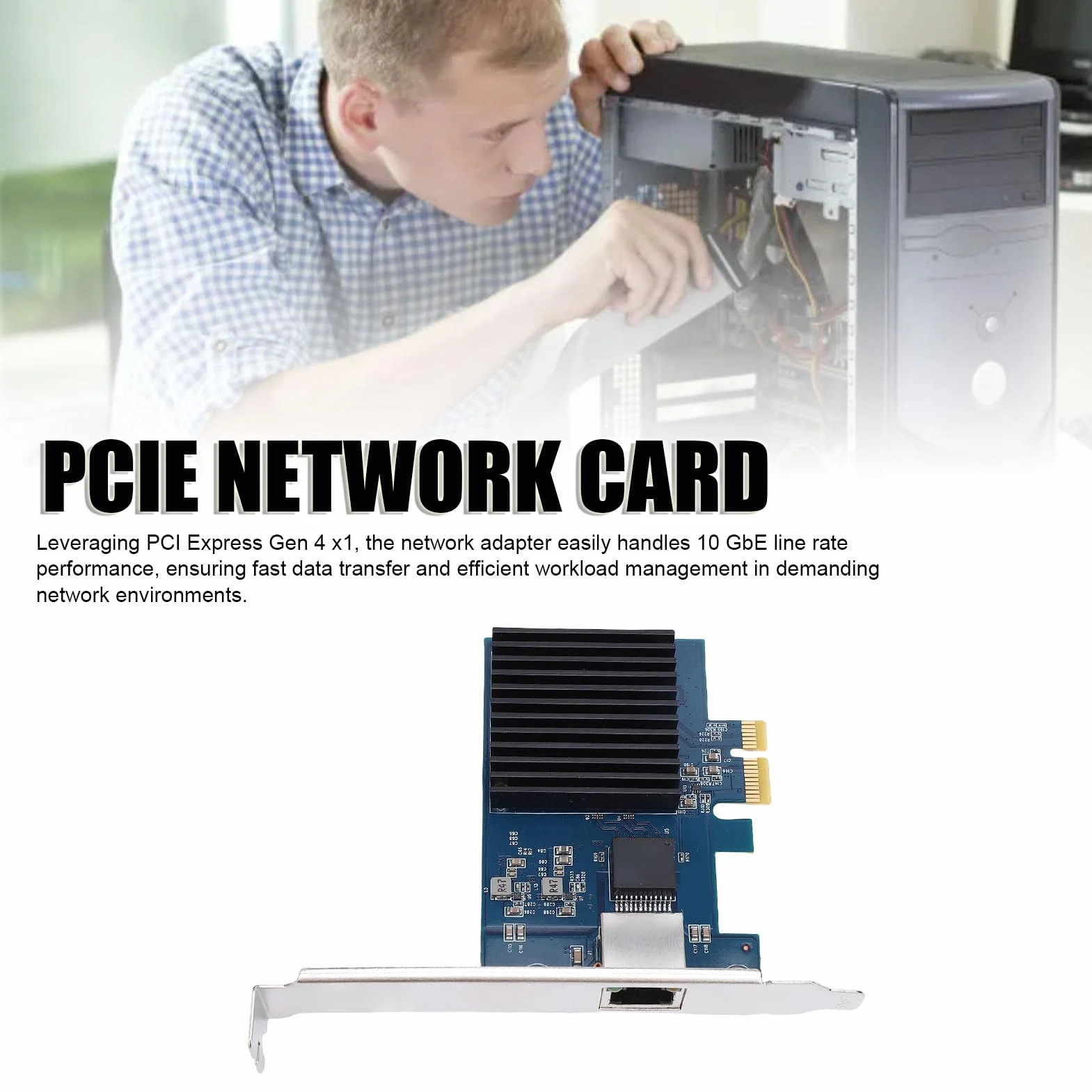 Carte Réseau PCIe 10G RTL8127 10Gbps 5Gbps 2.5Gbps PCI Express Gen 4 X1 avec 6 Niveaux de Vitesse pour Serveur de Bureau
