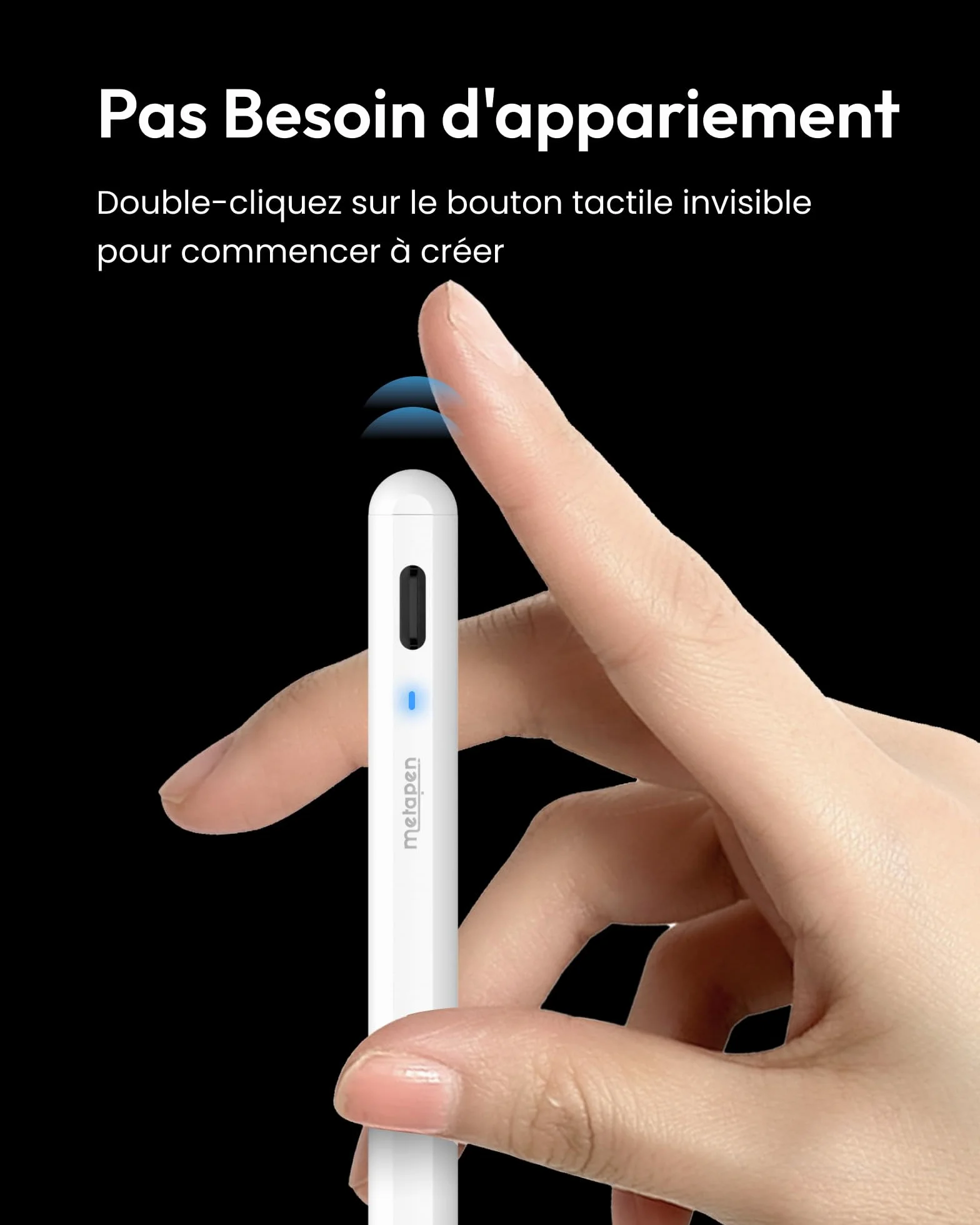 Metapen Stylet A8 Compatible iPad 2018-2026 Charge Rapide Rejet Paume Blanc
