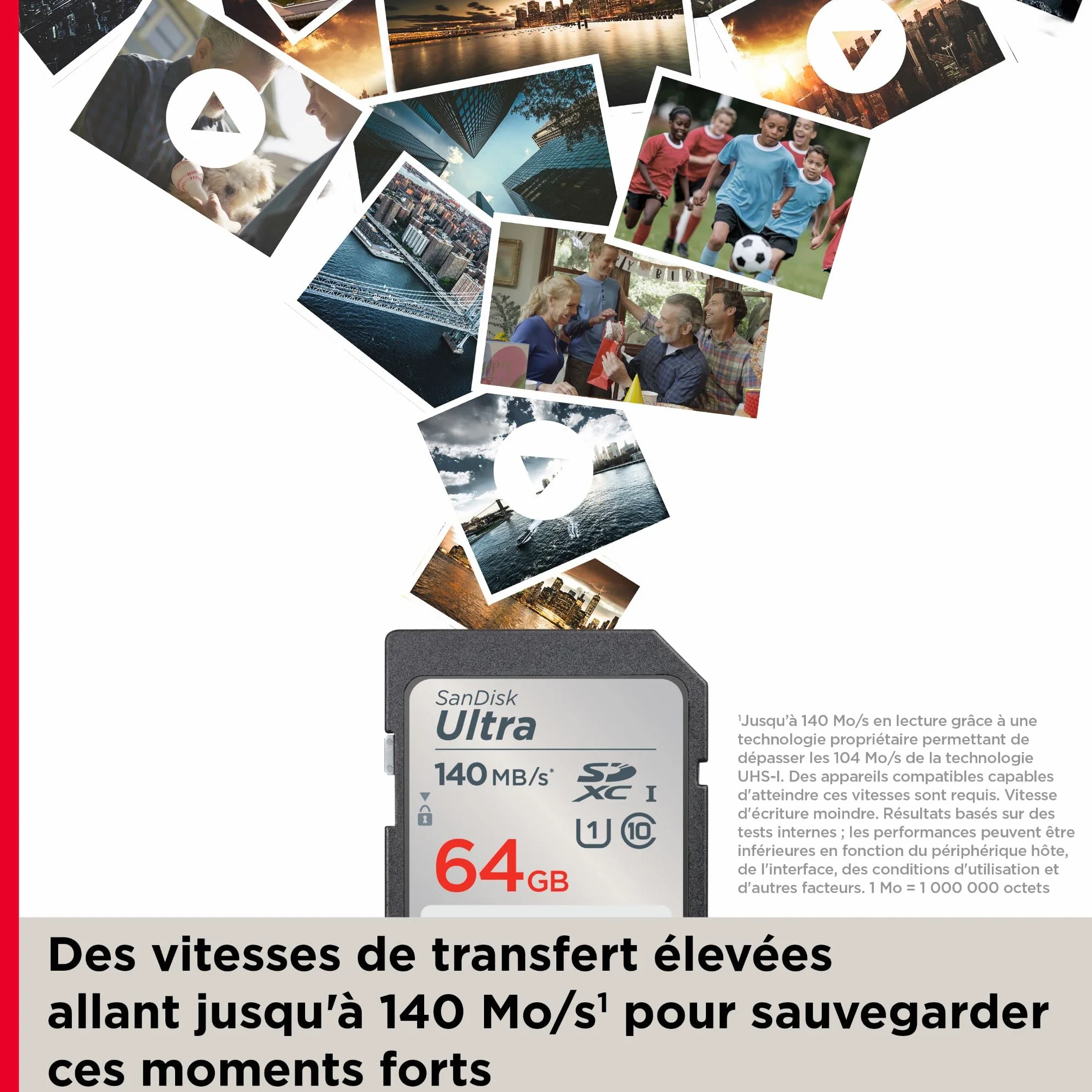 SanDisk 64 Go Ultra SDXC Carte Mémoire A1 UHS-I Classe 10 U1 140 Mo/s