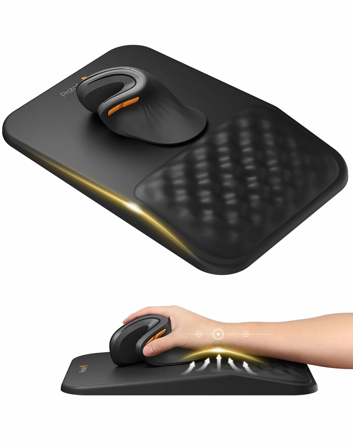 ProtoArc Tapis de Souris Repose-Poignet Cuir PU MP50 Noir, Base Antidérapante Imperméable