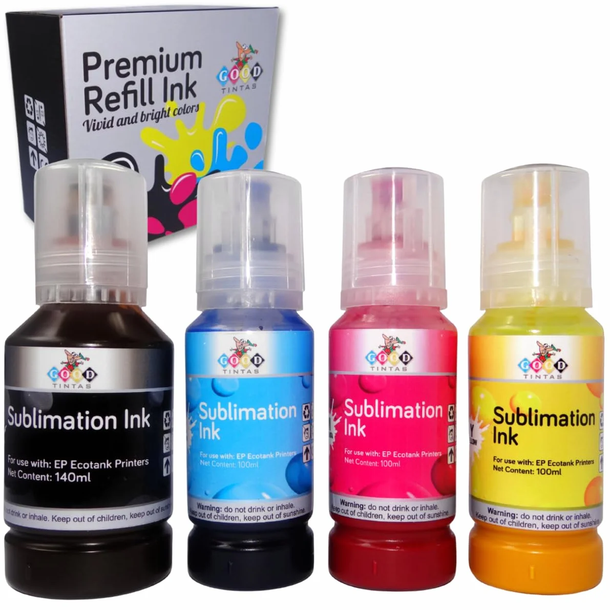 Encre de sublimation 440 ml compatible EP Ecotank Supertank série 102 104 pour transfert de presse de chaleur