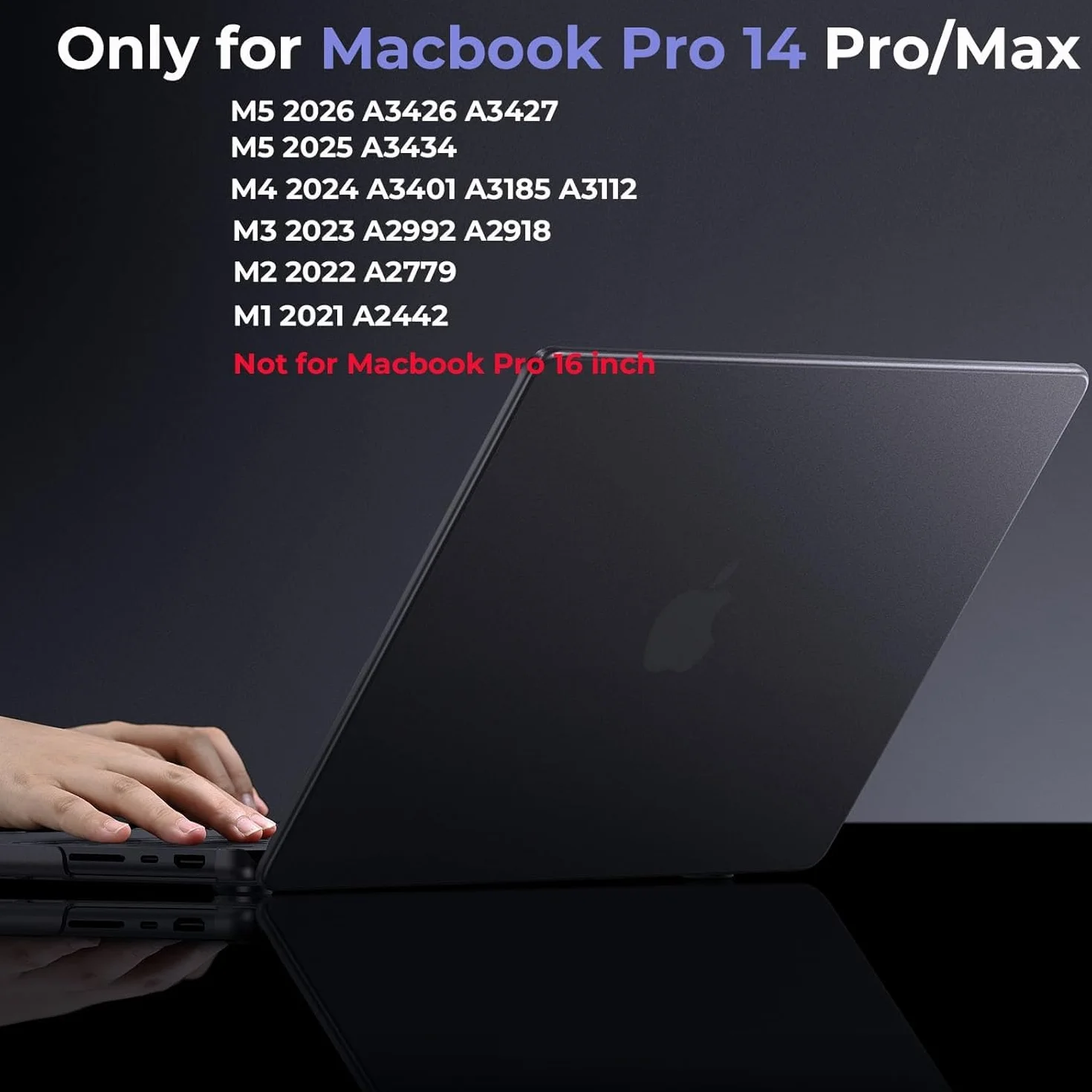 BlueSwan Coque MacBook Pro 14 Pouces M5 2026 2025 M4 M3 M2 M1 Pro/Max Protection Rigide Mate Noir