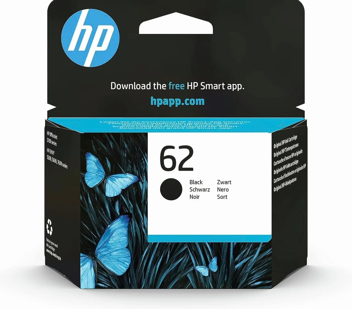 HP 62 Cartouche d’Encre Noire Originale C2P04AE Compatible Envy 5540 5642 5644 5742 7640 OfficeJet Mobile 200